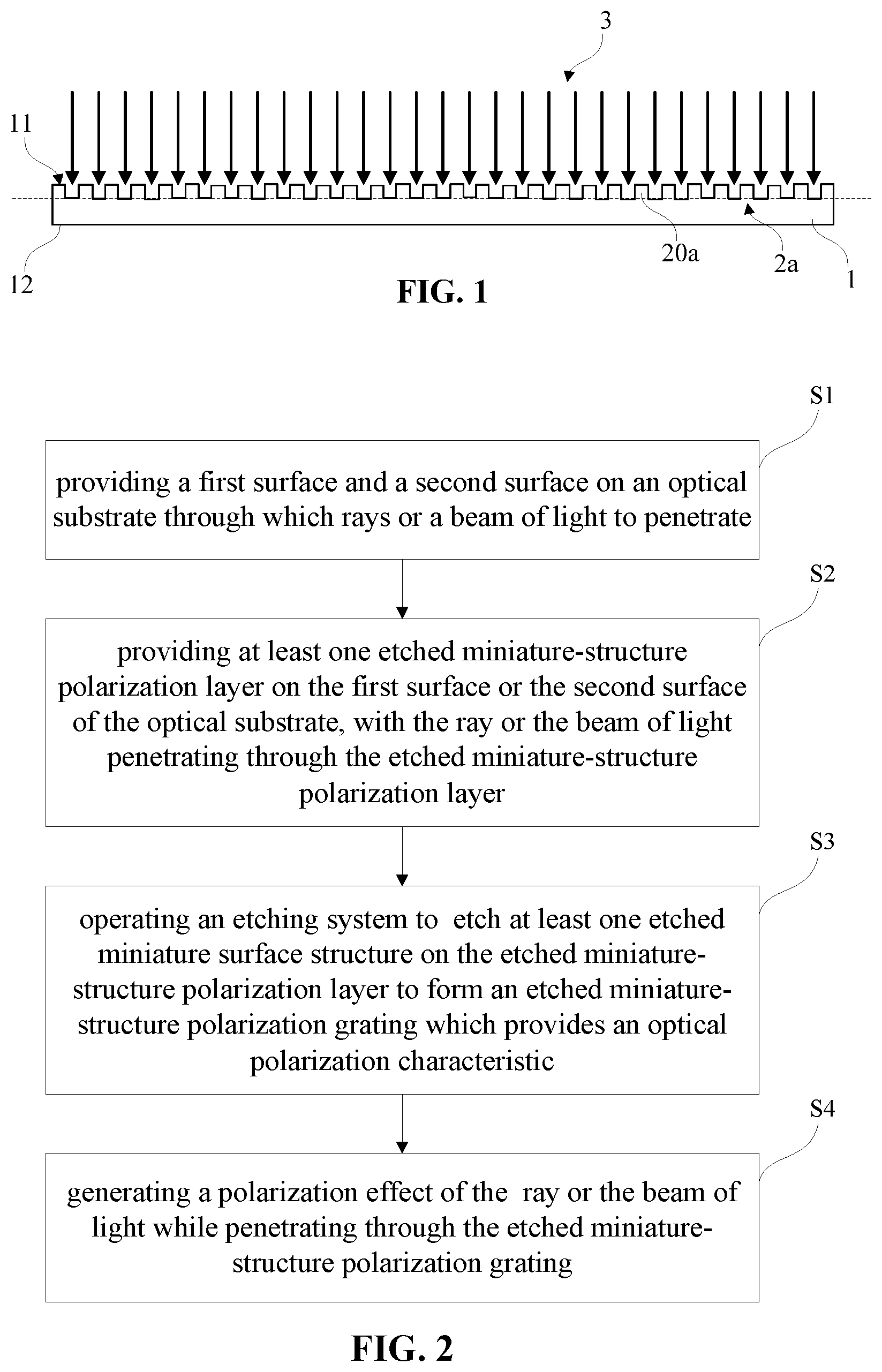 Patent US12366689 — Optical lens device having an etched polarization miniature structure and method thereof — Figure 1