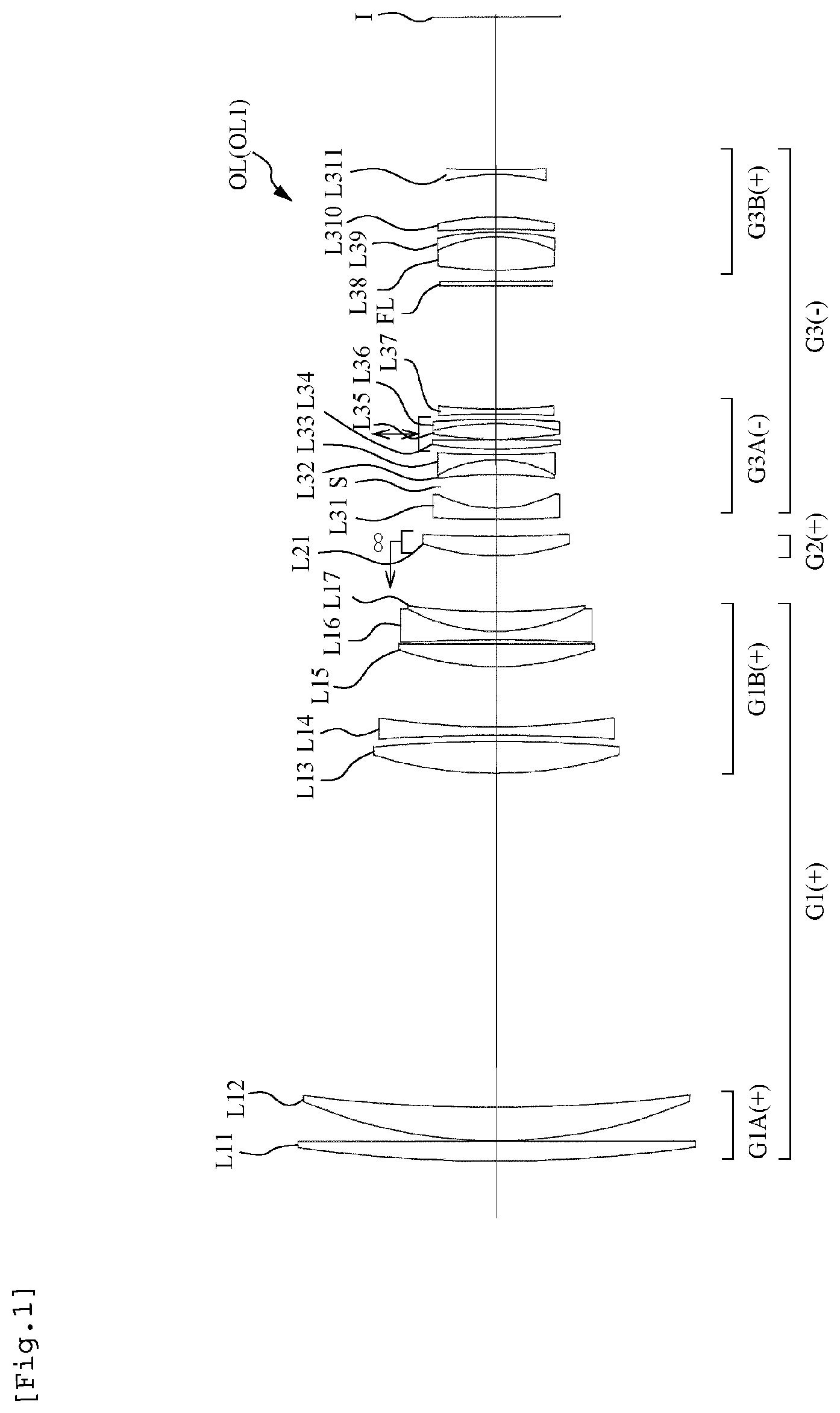 Patent US12366729 — Optical system, optical apparatus, and method for manufacturing optical system — Figure 1