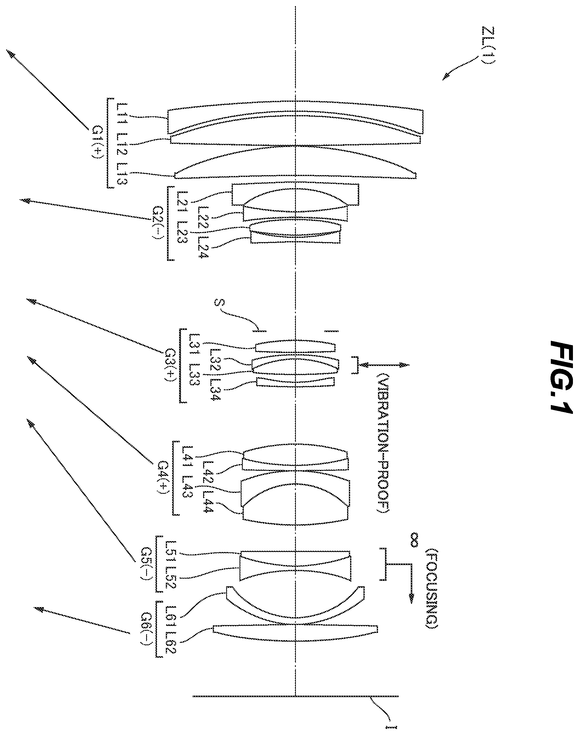 Patent US12366737 — Zoom optical system, optical apparatus and method for manufacturing the zoom optical system — Figure 1