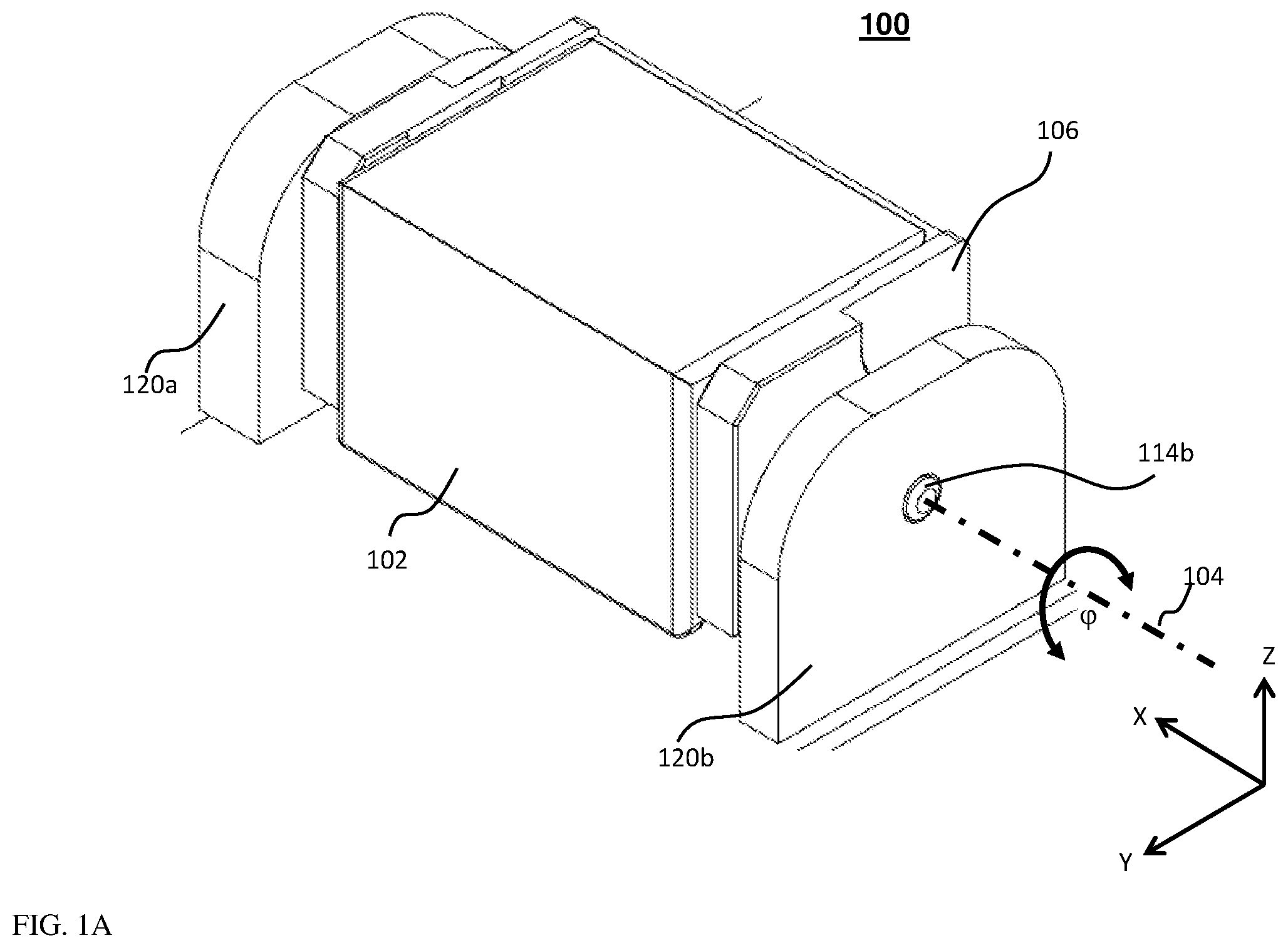 Patent US12366762 Figure 1 – Folded camera structure with an extended light- folding-element scanning range