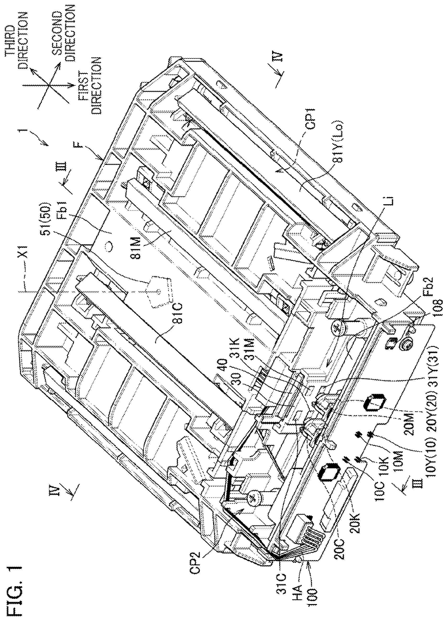 Patent US12366814 — Scanning optical device including first semiconductor laser, second semiconductor laser, first optical sensor, and second optical sensor which are mounted on circuit board — Figure 1