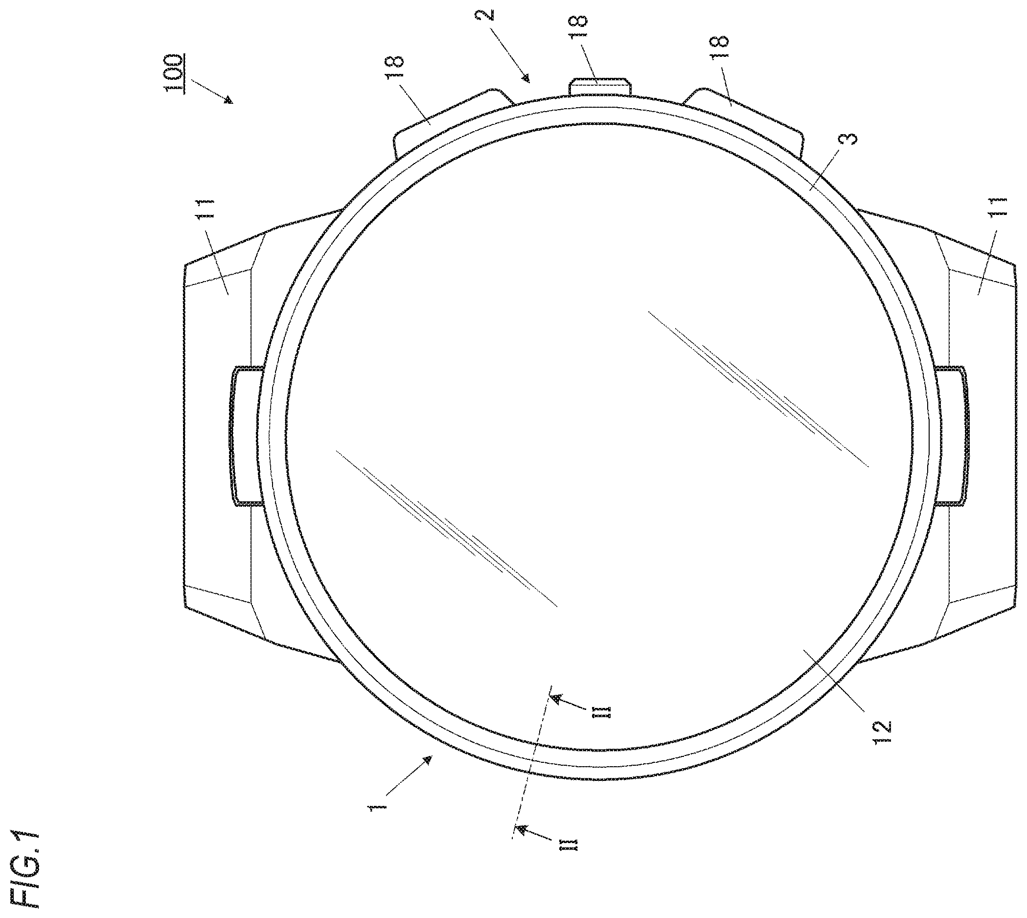 Patent US12366830 — Case and timepiece — Figure 1