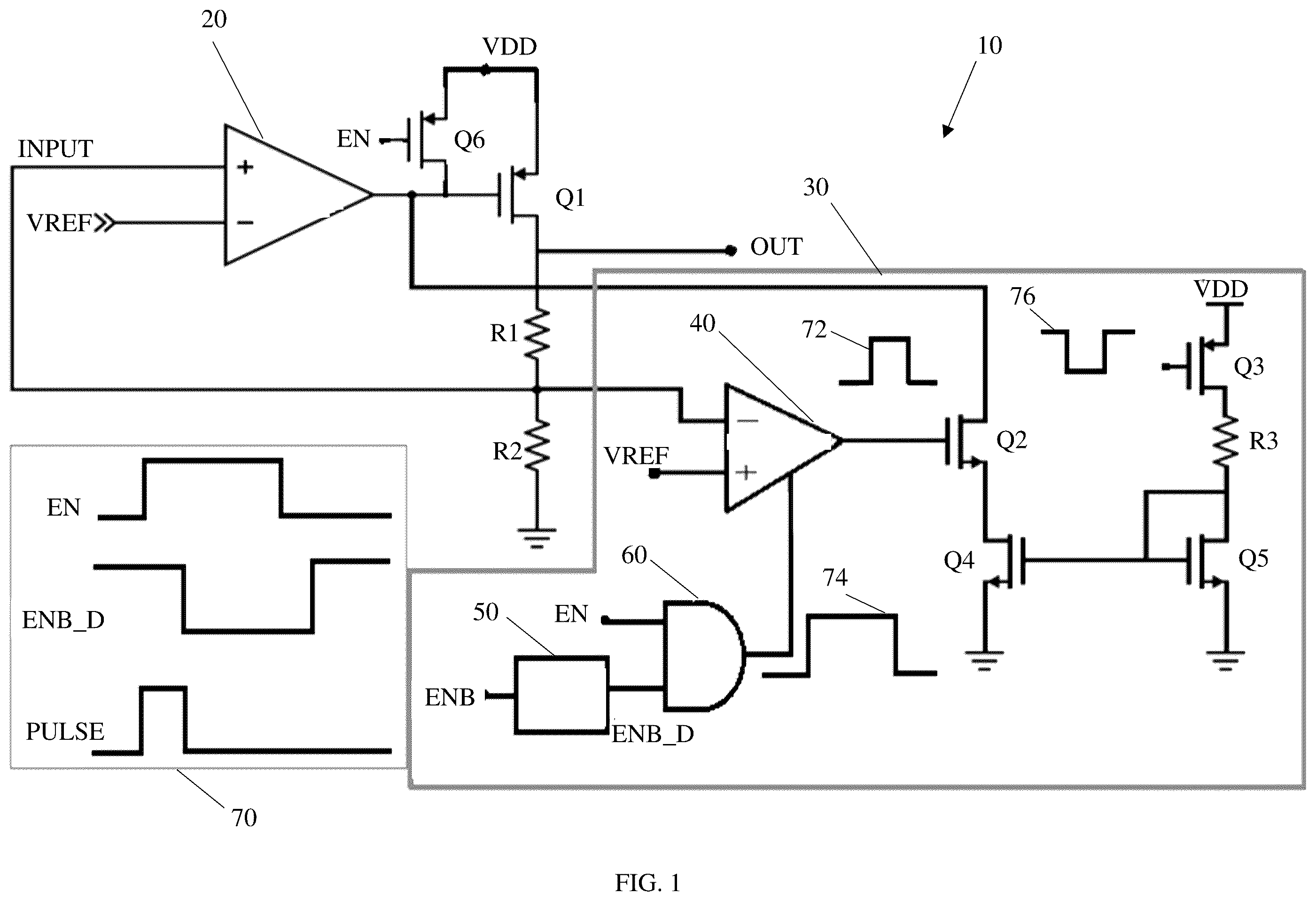 Patent US12366873 — Low drop-out (LDO) regulator circuit — Figure 1