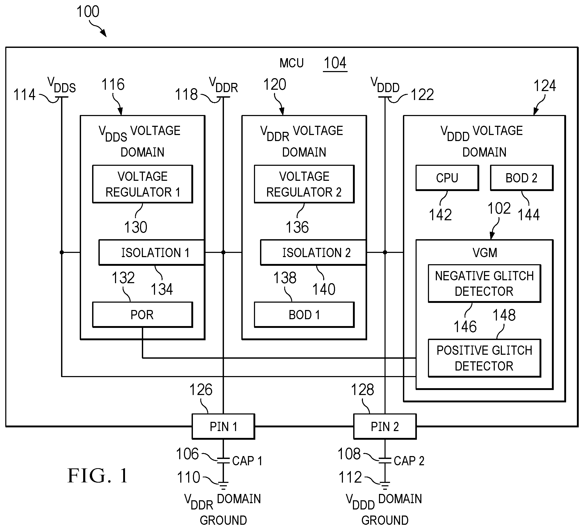 Patent US12366876 — Voltage glitch detector — Figure 1