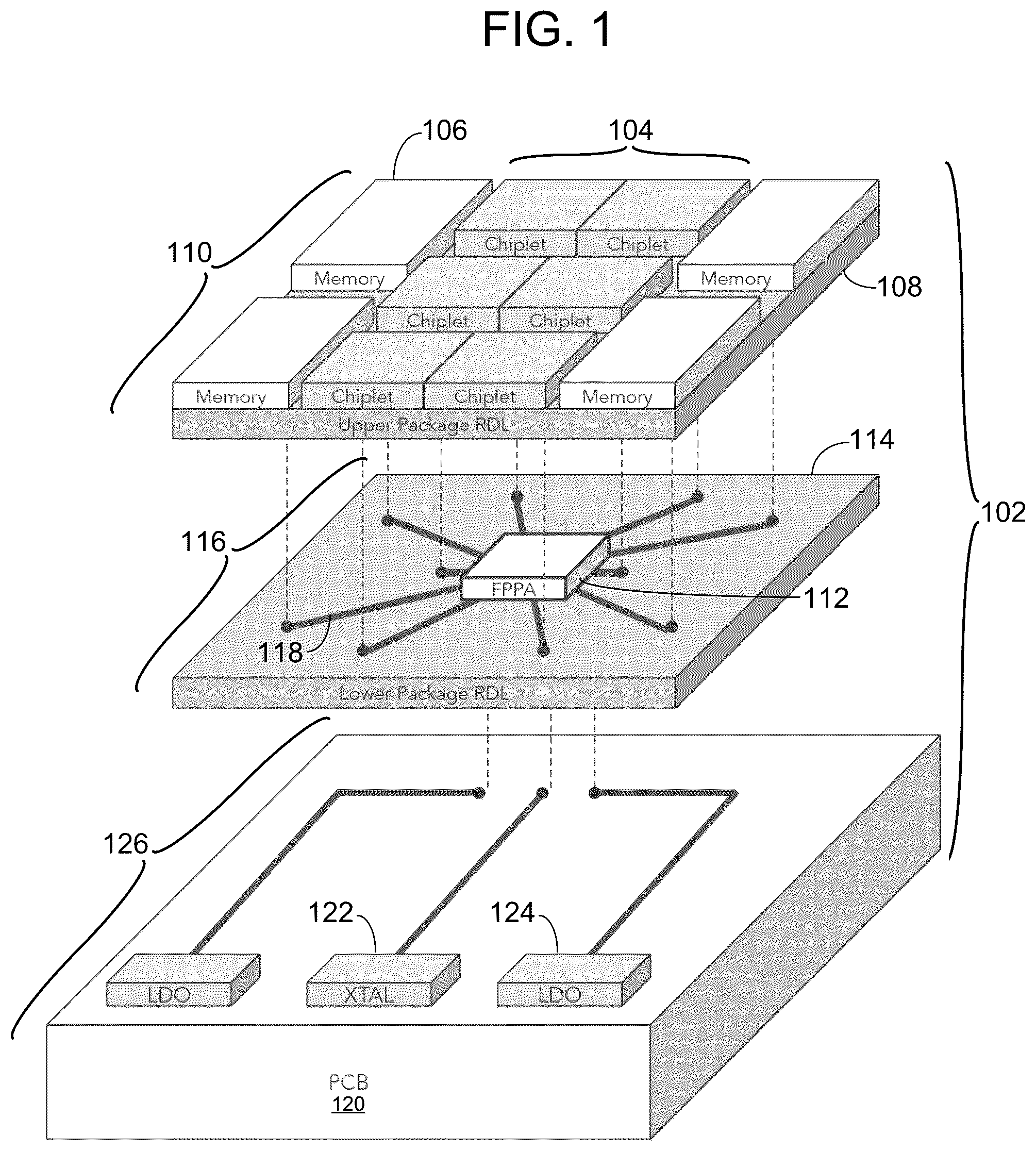 Patent US12366882 Figure 1 – Field programmable platform array