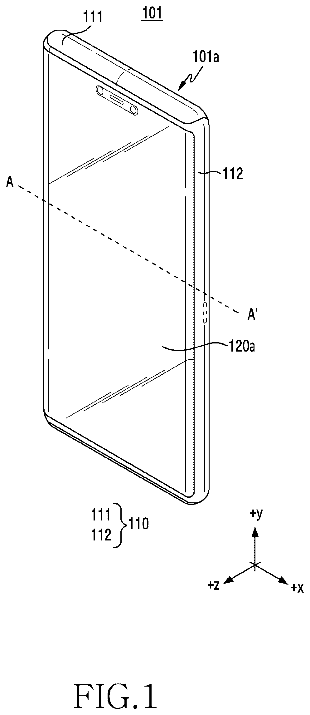 Patent US12366885 — Electronic device and method including flexible display — Figure 1