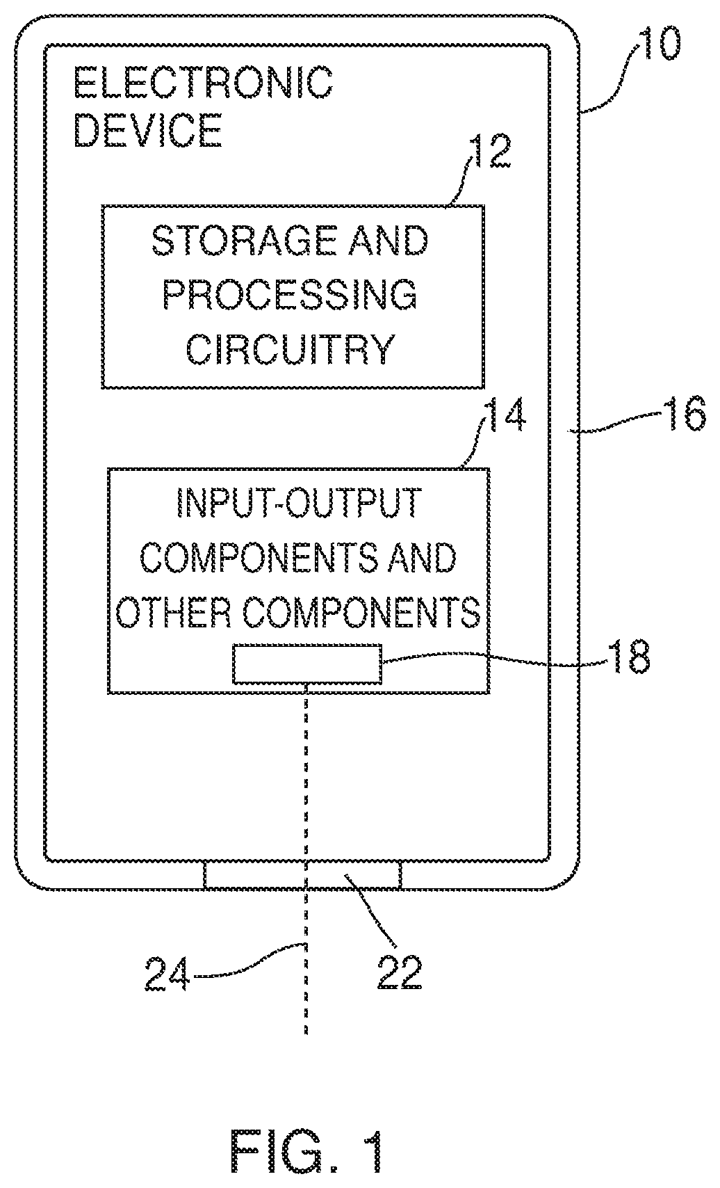 Patent US12366893 Figure 1 – Handheld device enclosure with an internal platform