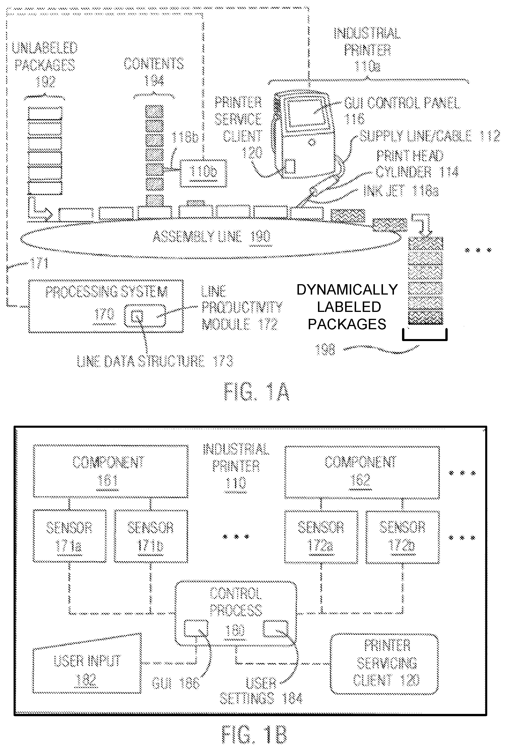 Patent US12366999 — System and method for tracking production line productivity with an industrial printer — Figure 1