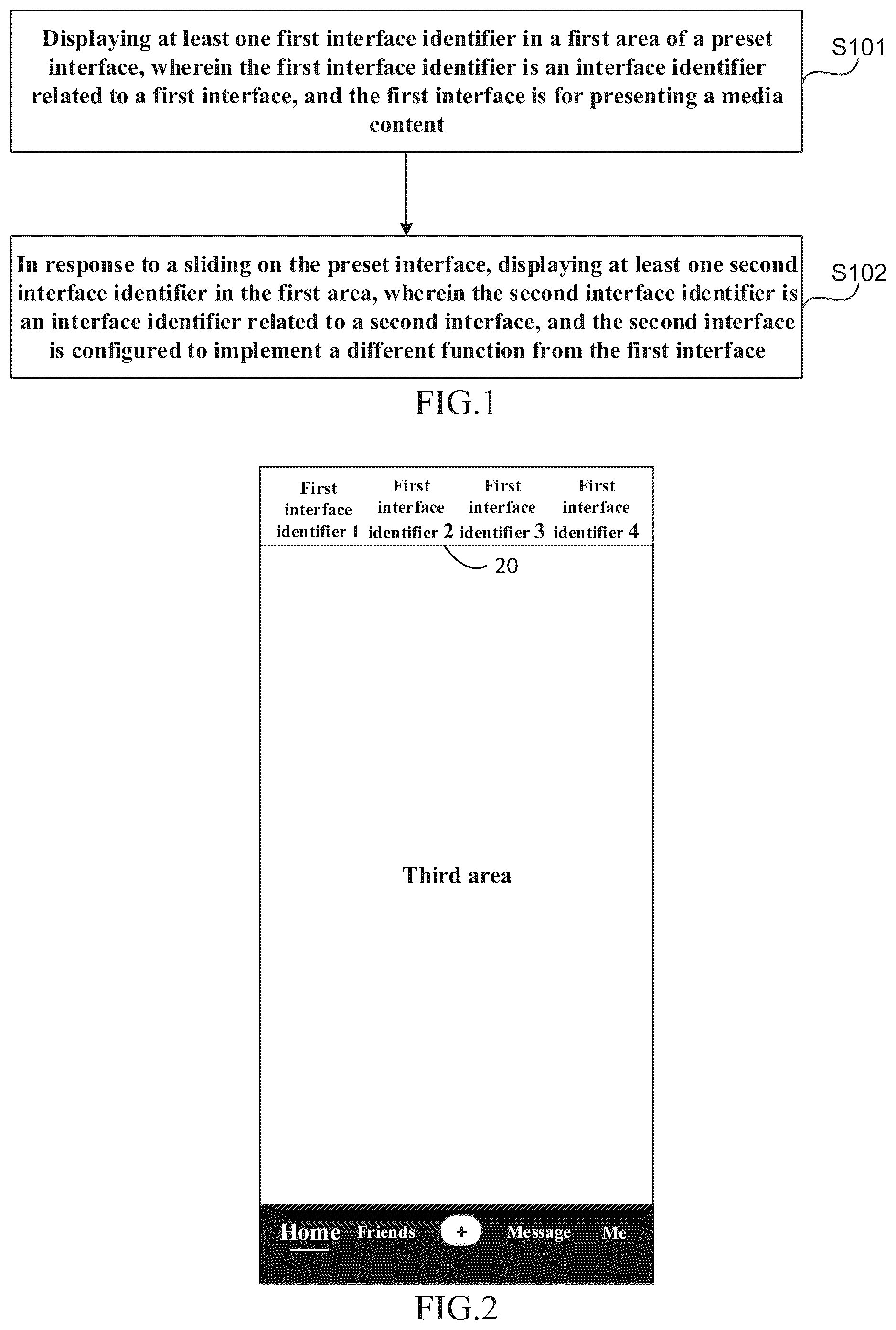Patent US12367053 Figure 1 – Interface display method for displaying interface identifiers in an interface