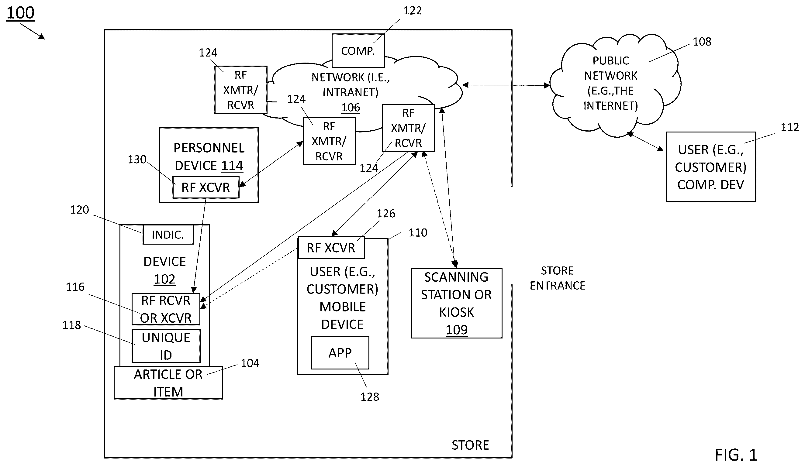 Patent US12367366 — Article-identification-and-location device systems and methods of using same — Figure 1