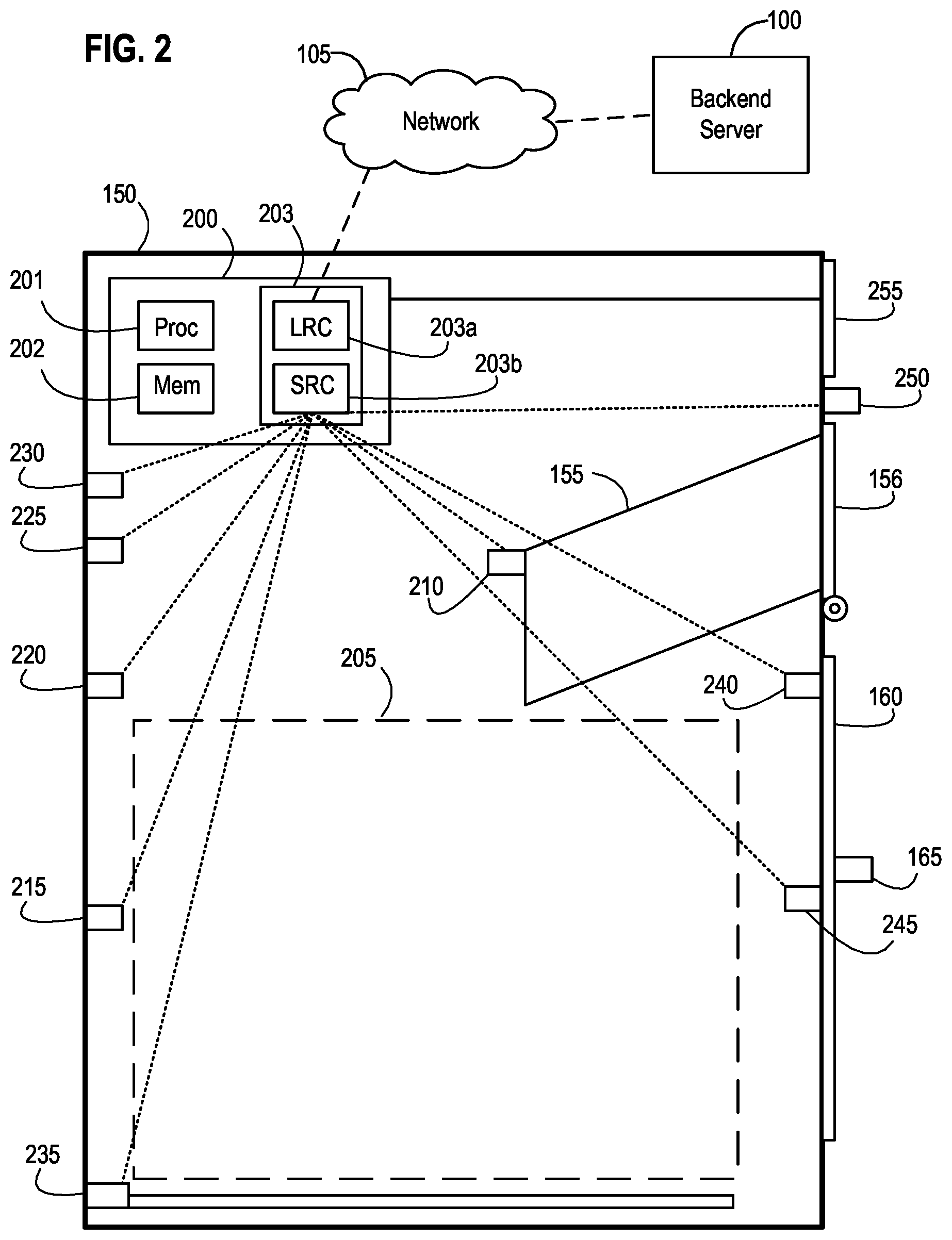 Patent US12367453 Figure 2 – Enhanced connected logistics receptacle apparatus, systems, and methods that selectively retrieve and report event information to a backend server to initiate a dispatched logistics operation related to a delivery item