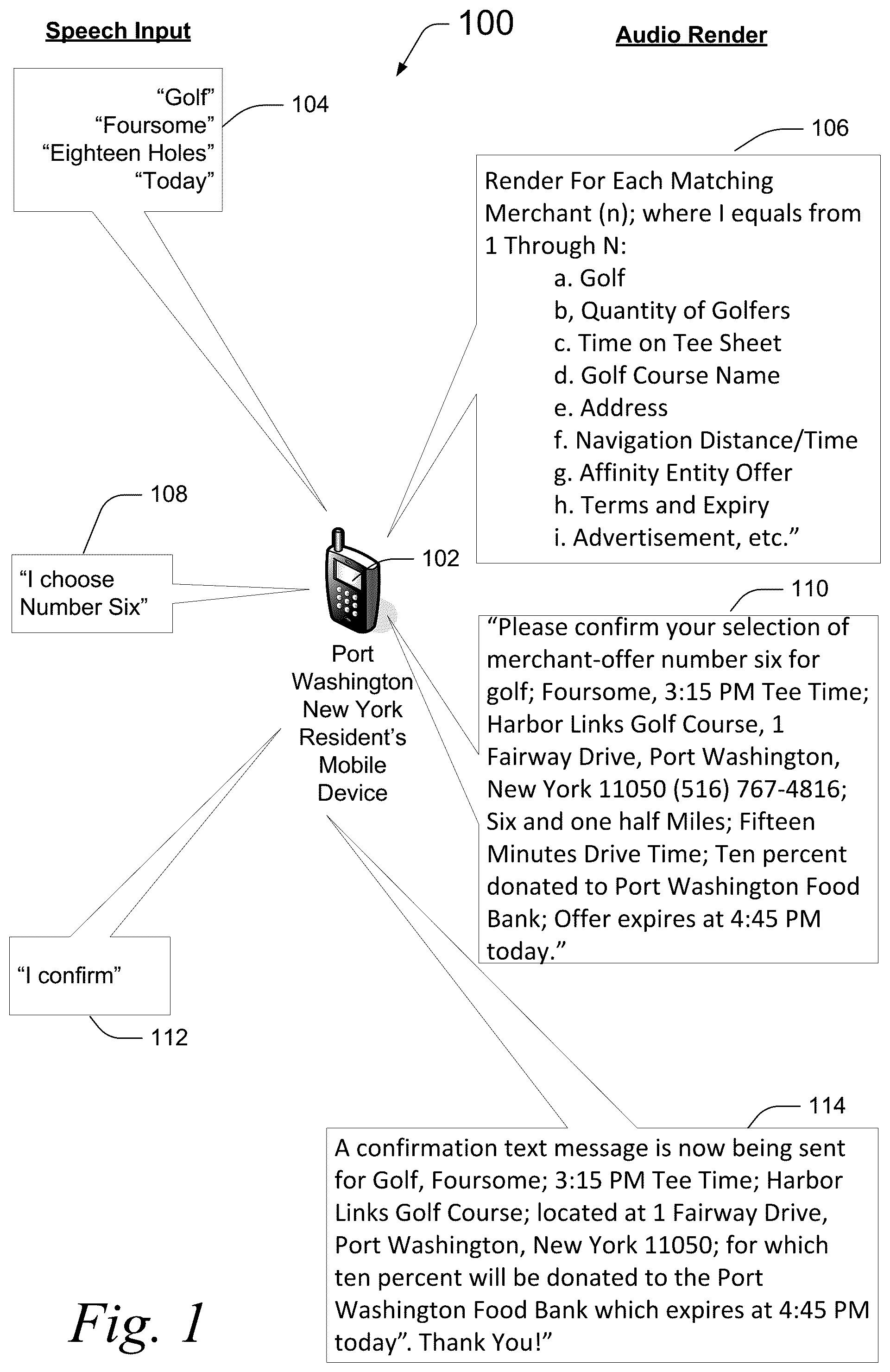 Patent US12367479 — Voice ordered merchant donation — Figure 1