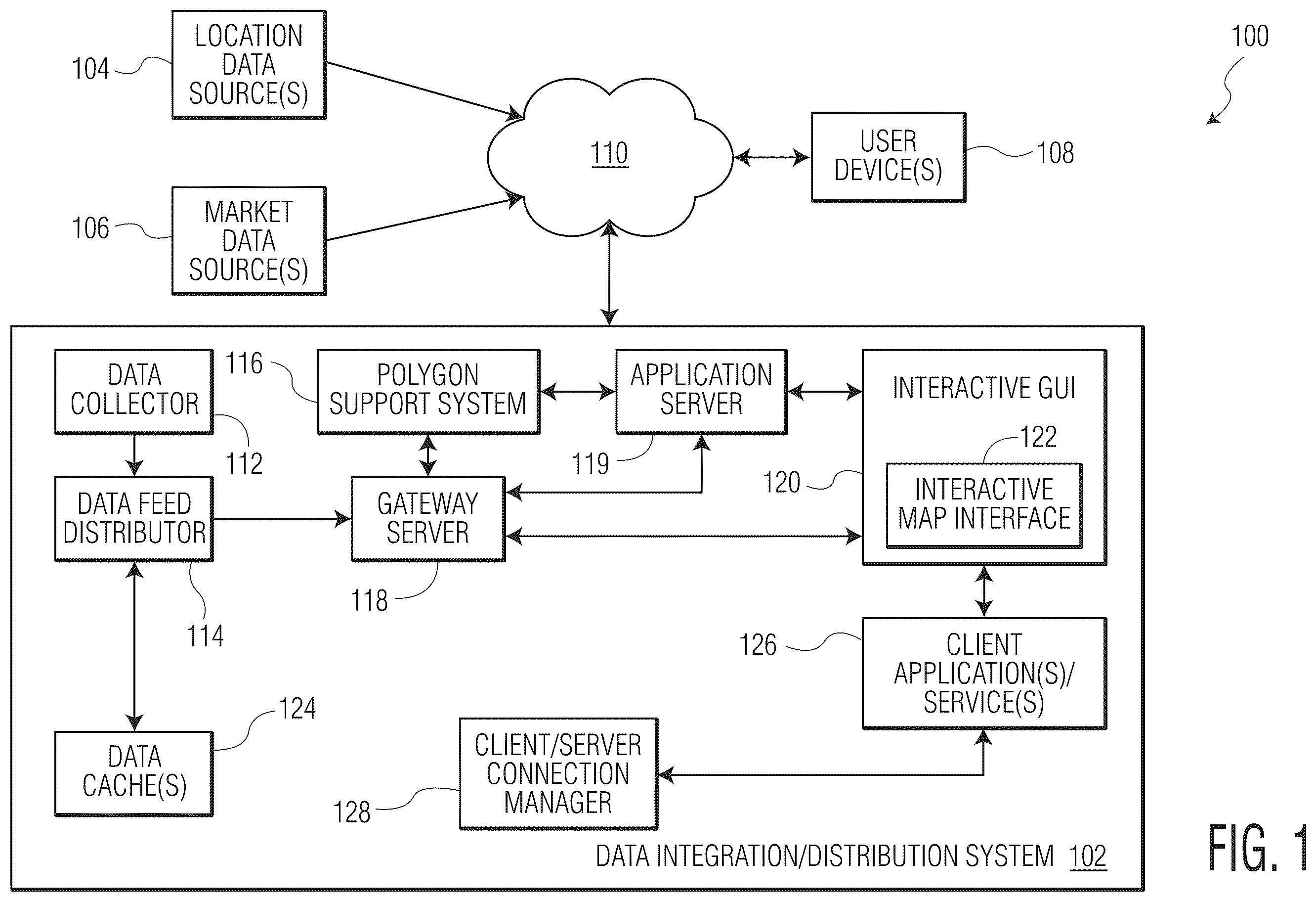 Patent US12367505 — Interactive map interface incorporating customizable geospatial data — Figure 1