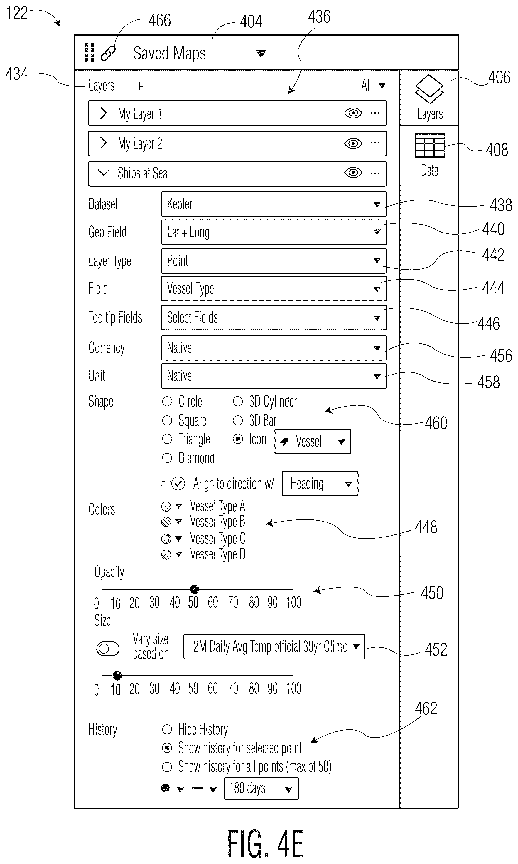 Patent US12367505 Figure 8 – Interactive map interface incorporating customizable geospatial data