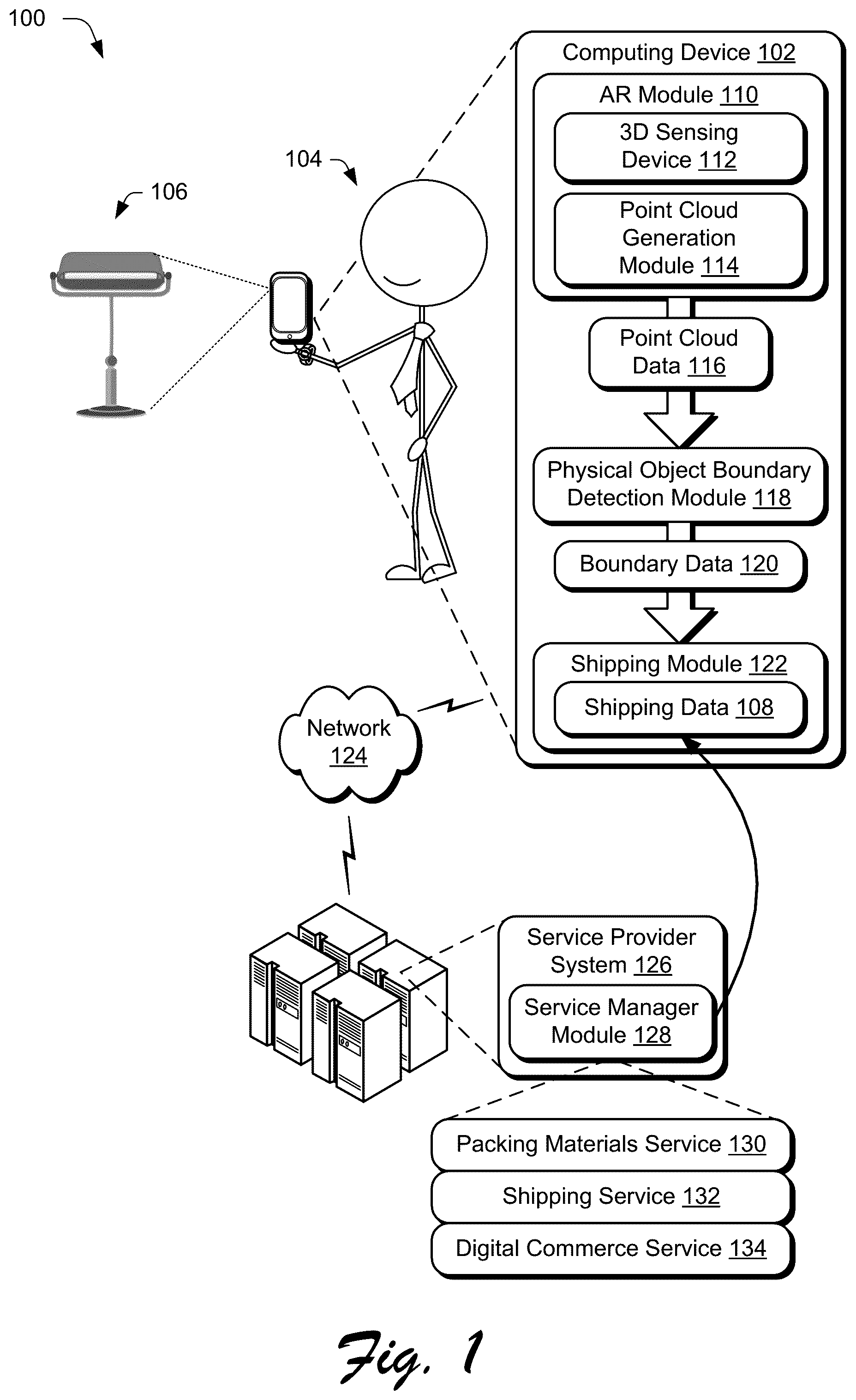 Patent US12367590 Figure 1 – Physical object boundary detection techniques and systems