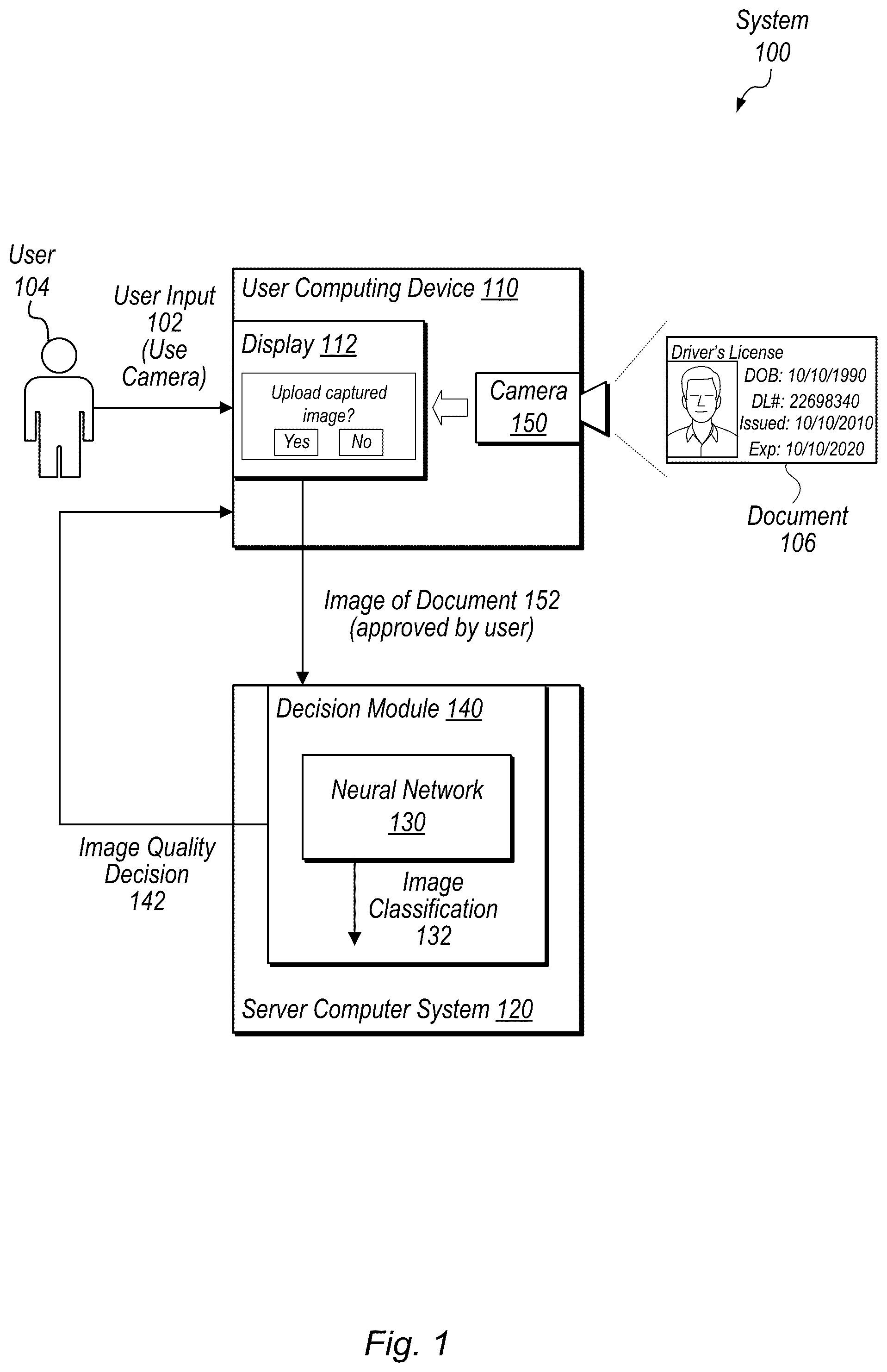 Patent US12367669 — Document image quality detection — Figure 1