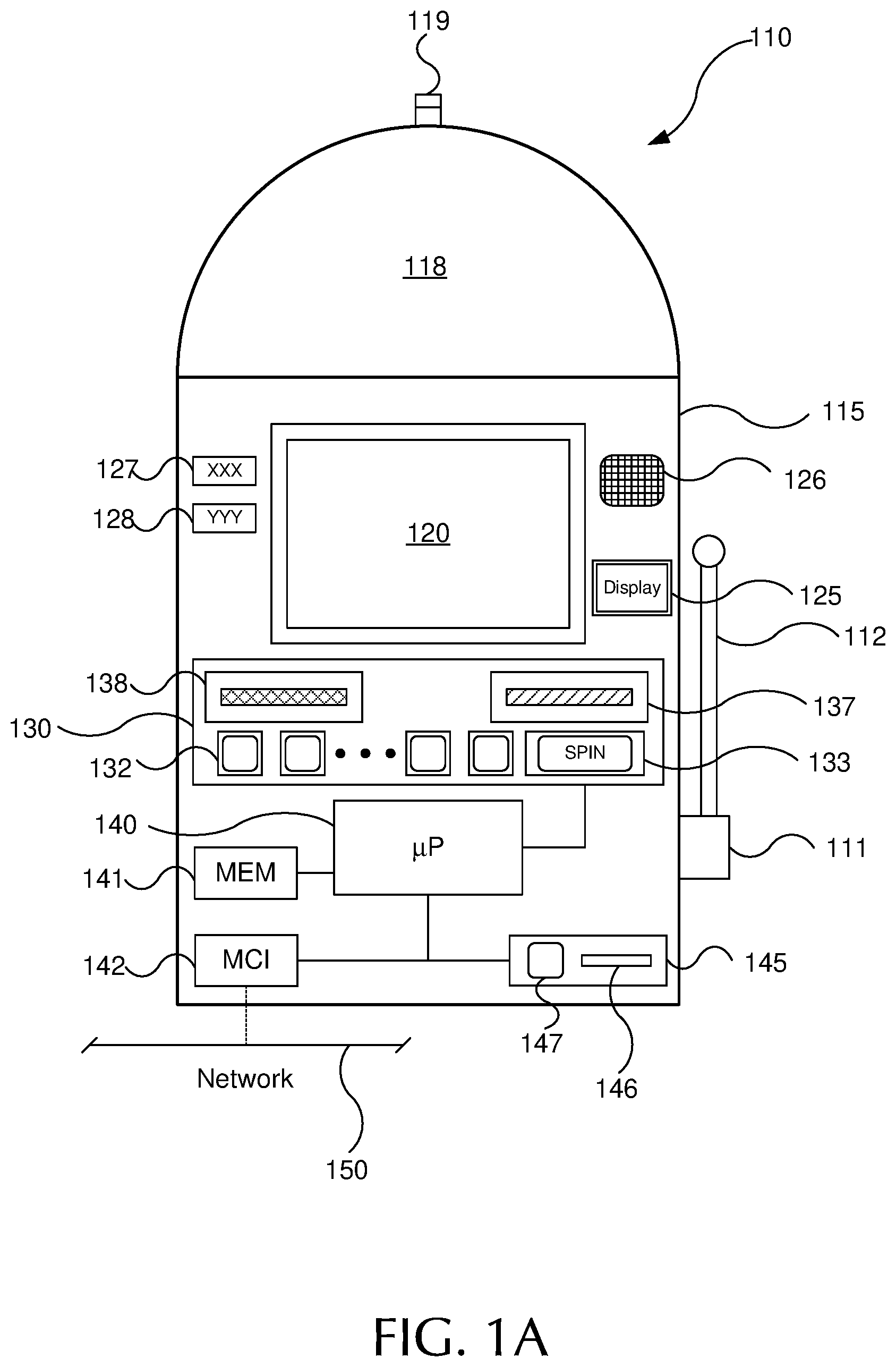 Patent US12367734 Figure 1 – System for generating game outcomes on a gaming device