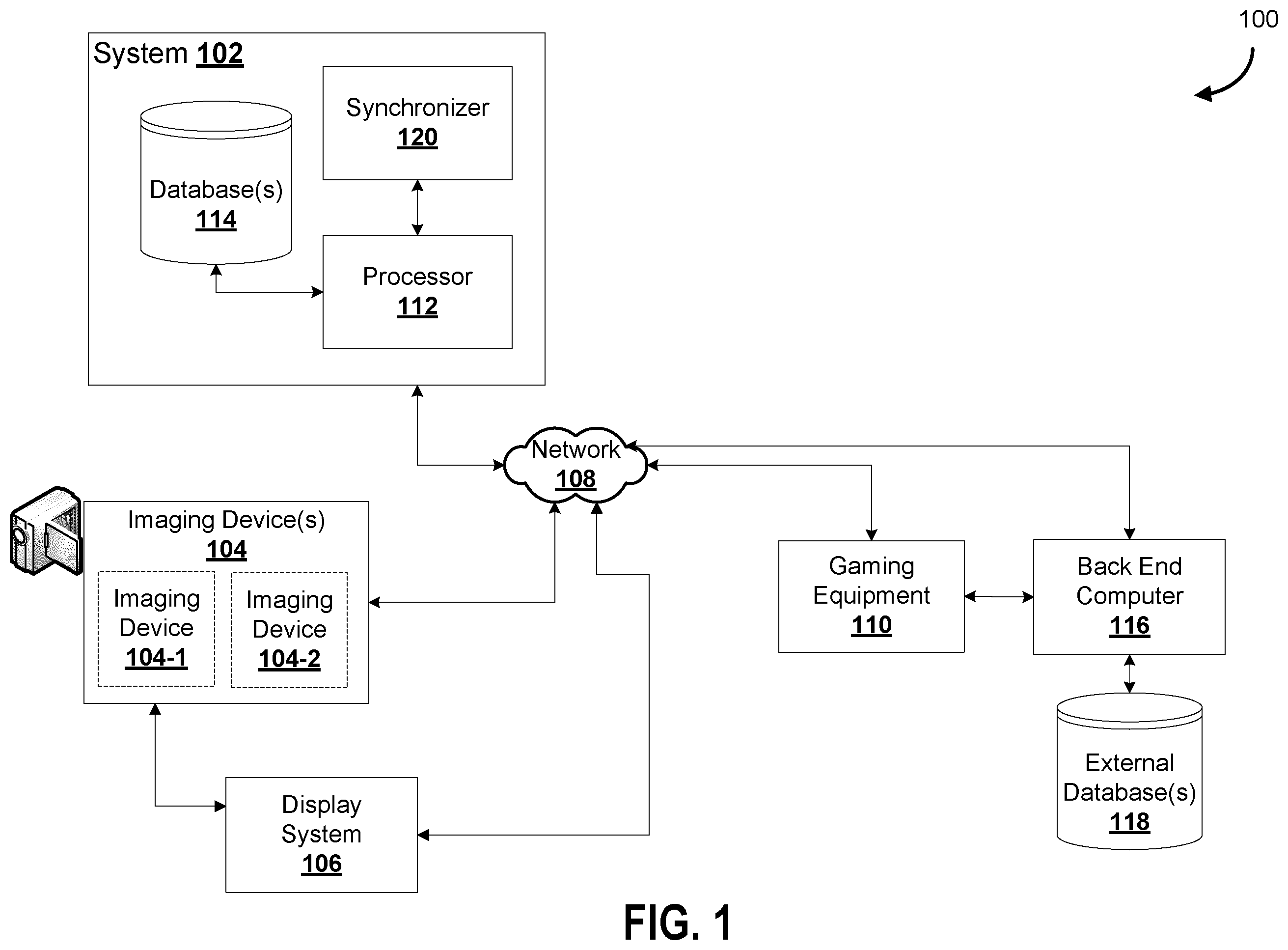 Patent US12367739 — Systems and methods for tracking gaming activity — Figure 1