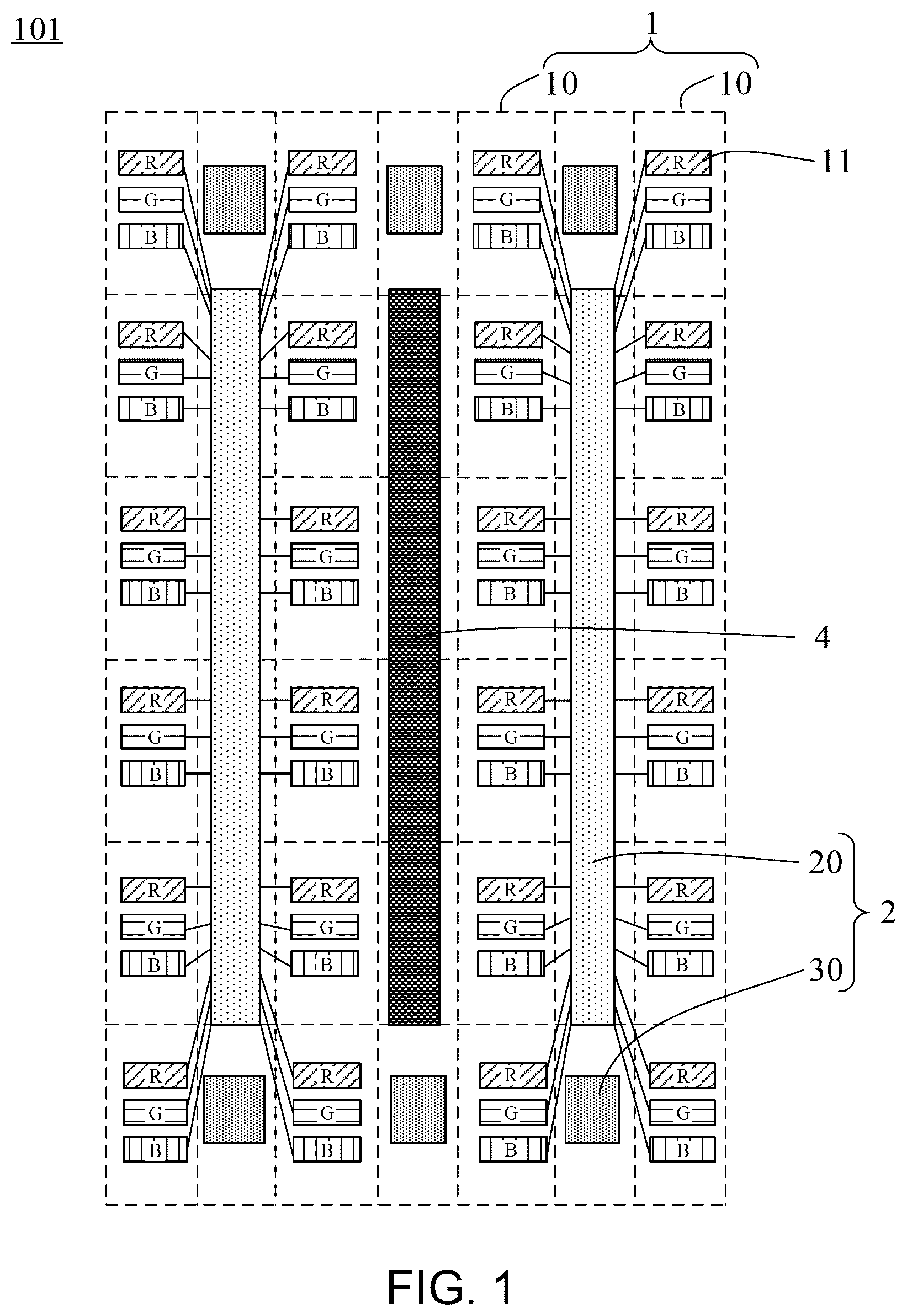 Patent US12367817 — Array substrate, display panel, spliced display panel and display driving method — Figure 1