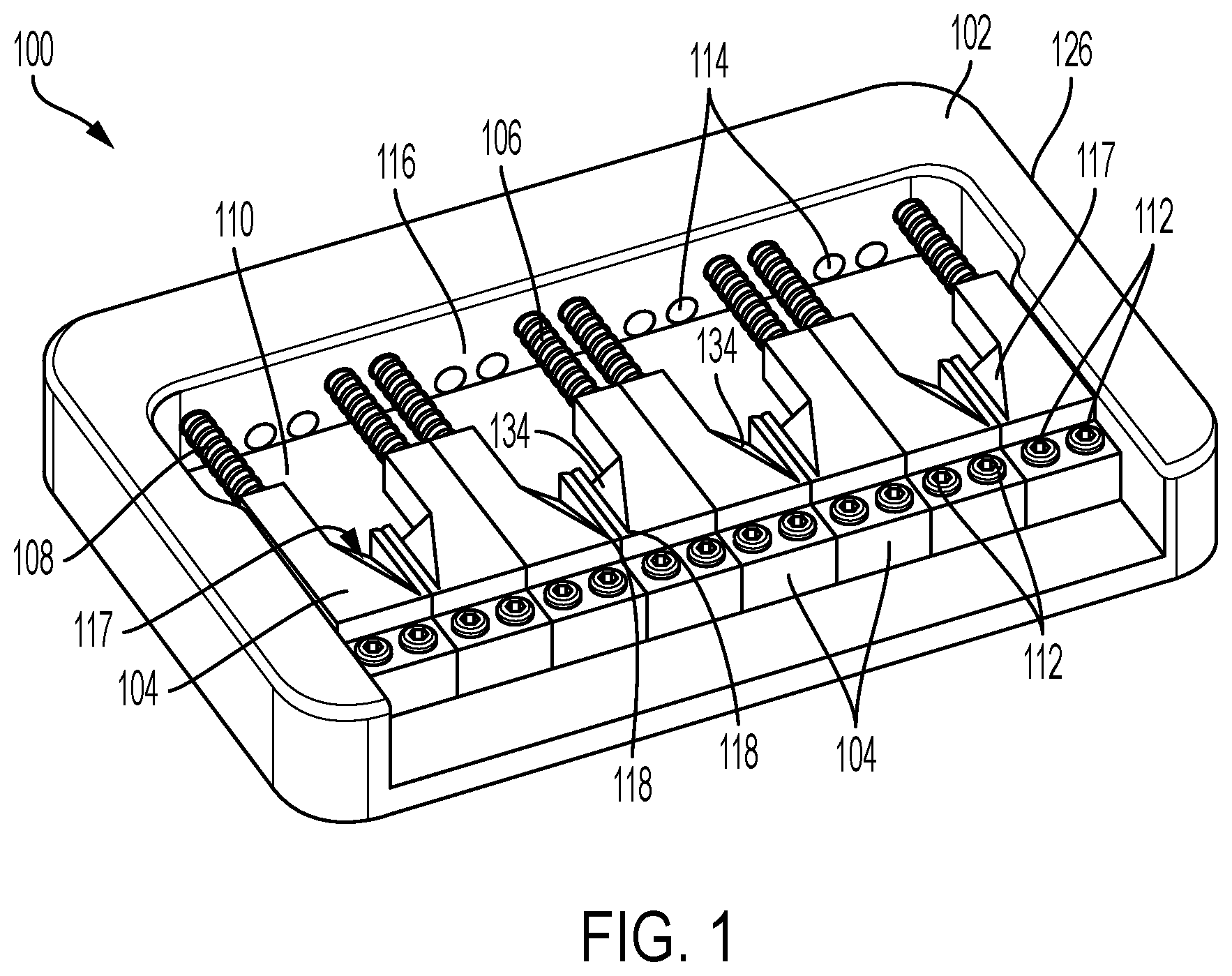 Patent US12367853 — Multi-course stringed instrument bridge assembly — Figure 1