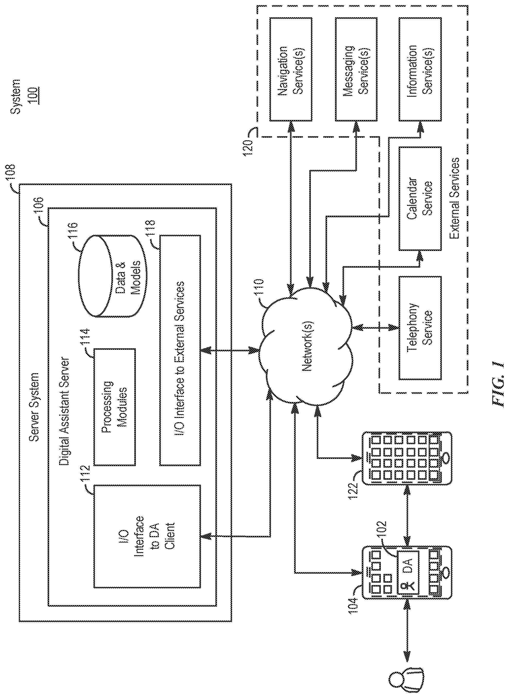 Patent US12367879 — Multi-modal inputs for voice commands — Figure 1