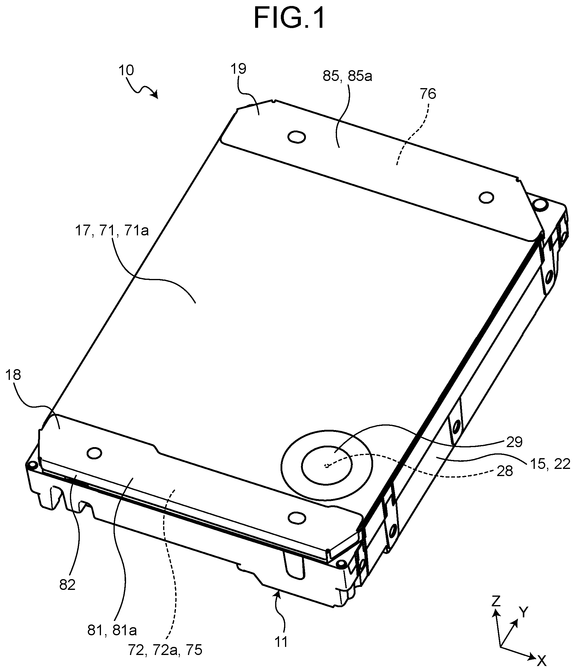 Patent US12367908 — Disk device with cover damping configuration — Figure 1