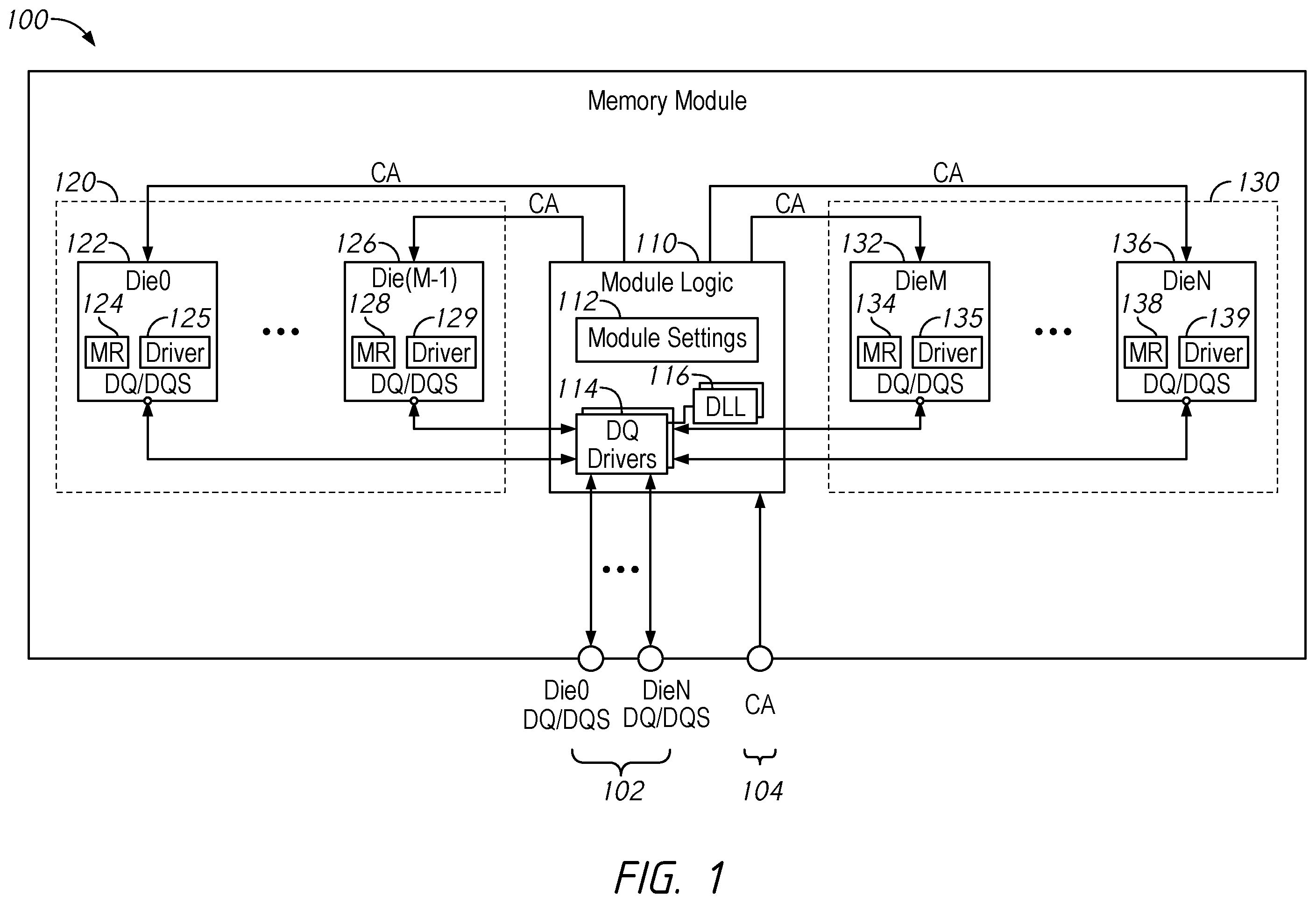 Patent US12367913 — Apparatuses, systems, and methods for memory module data drivers — Figure 1