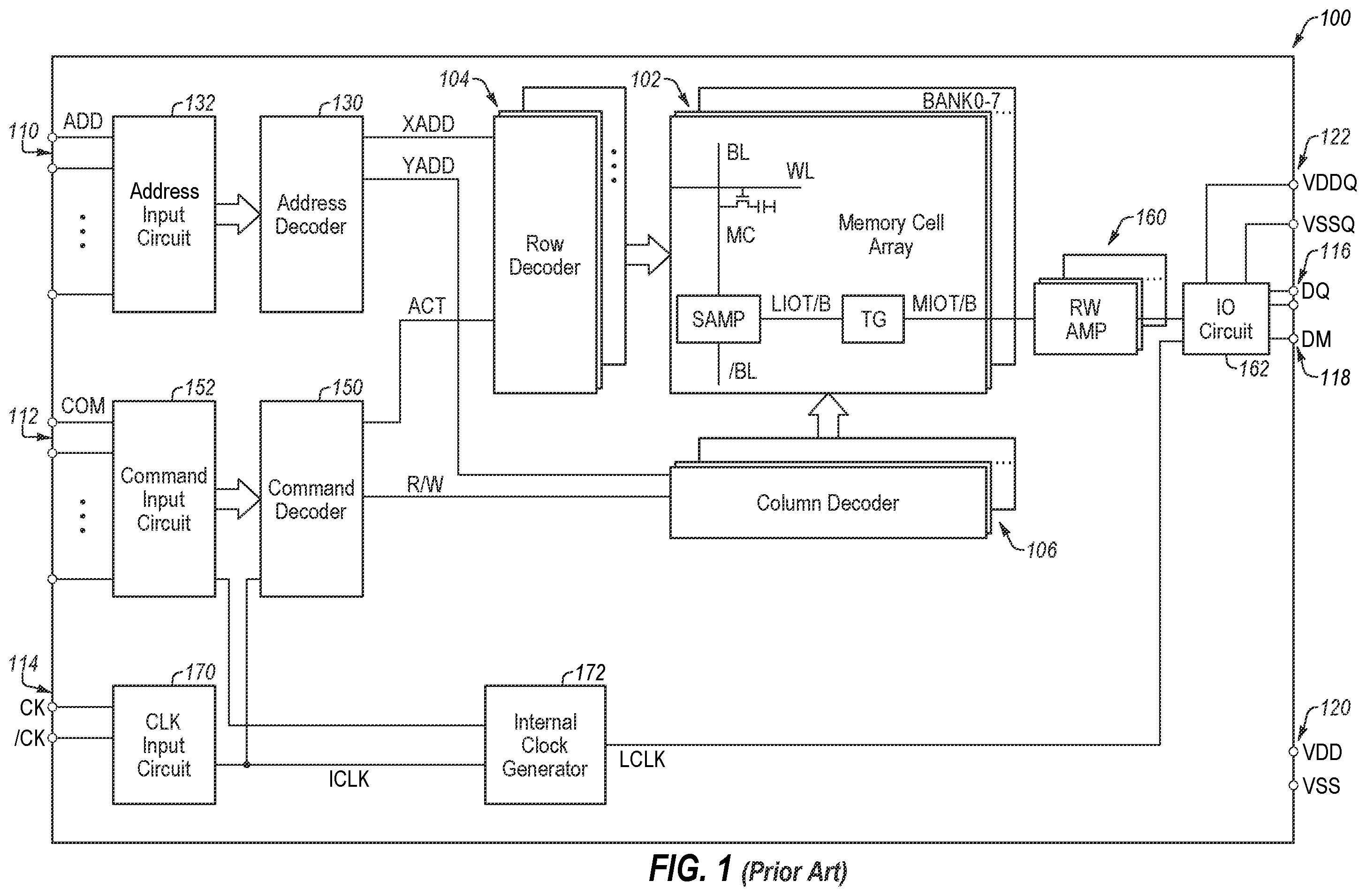 Patent US12367919 — Word line driver circuitry including shared driver gates, and associated methods, devices, and systems — Figure 1