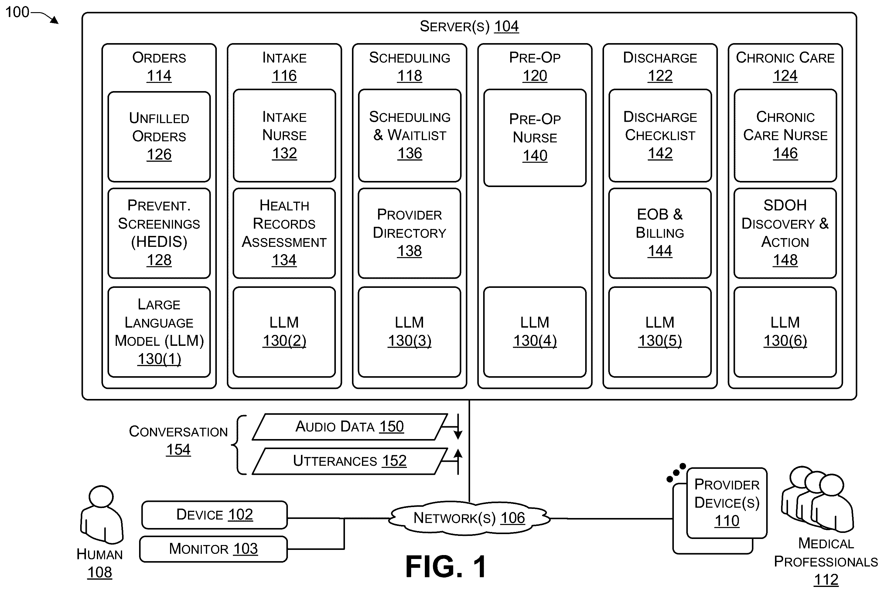 Patent US12367971 Figure 1 – Low-latency conversational artificial intelligence (AI) architecture with a parallelized in-depth analysis feedback loop