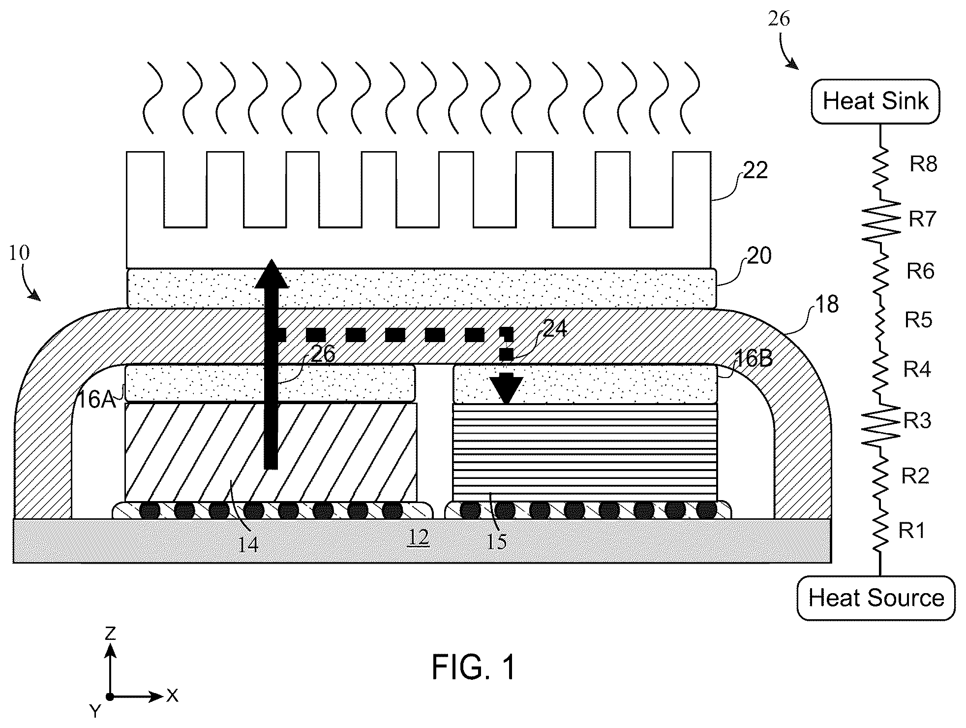 Patent US12368087 — Embedded cooling systems for advanced device packaging and methods of manufacturing the same — Figure 1