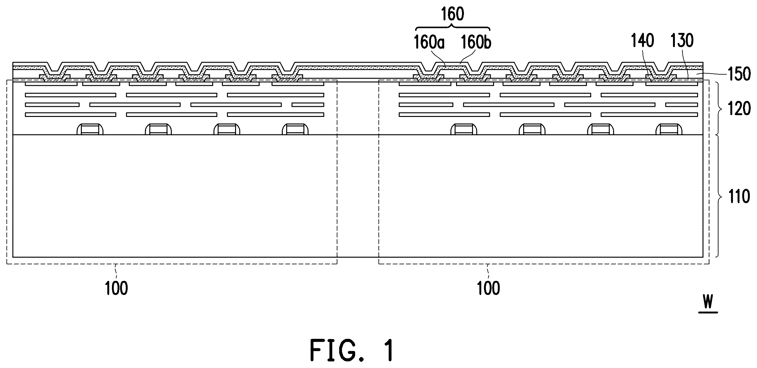 Patent US12368123 Figure 1 – Package structure including stacked pillar portions and method for fabricating the same