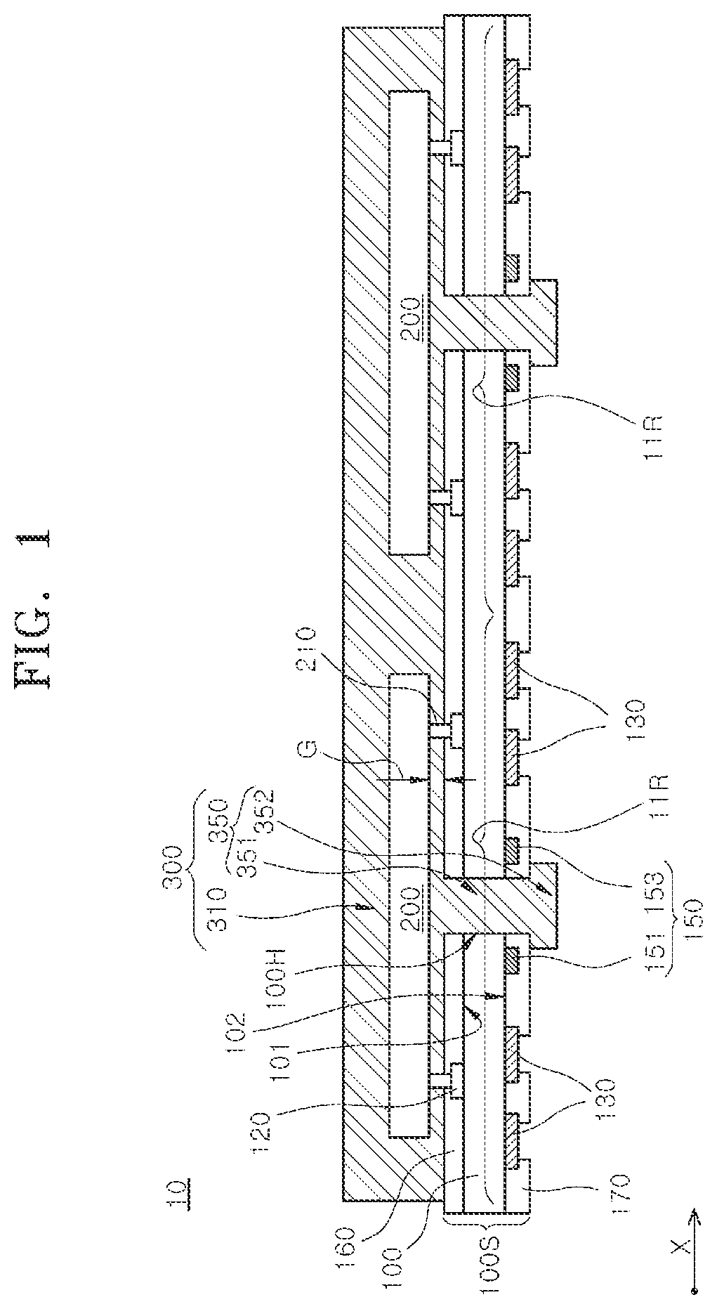 Patent US12368134 — Semiconductor packages including dam patterns and methods for manufacturing the same — Figure 1