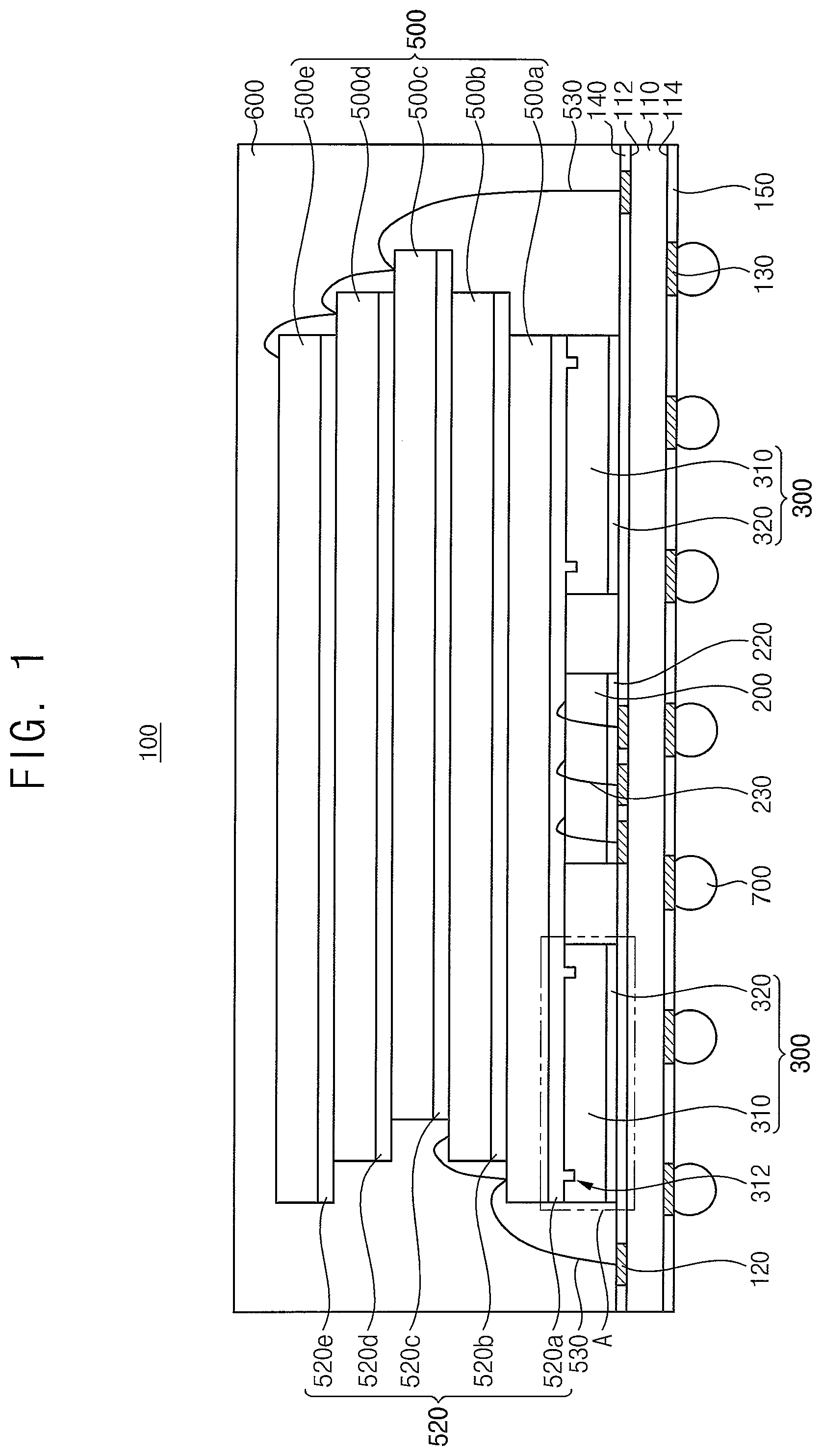Patent US12368136 — Semiconductor package and a method of manufacturing the semiconductor package — Figure 1