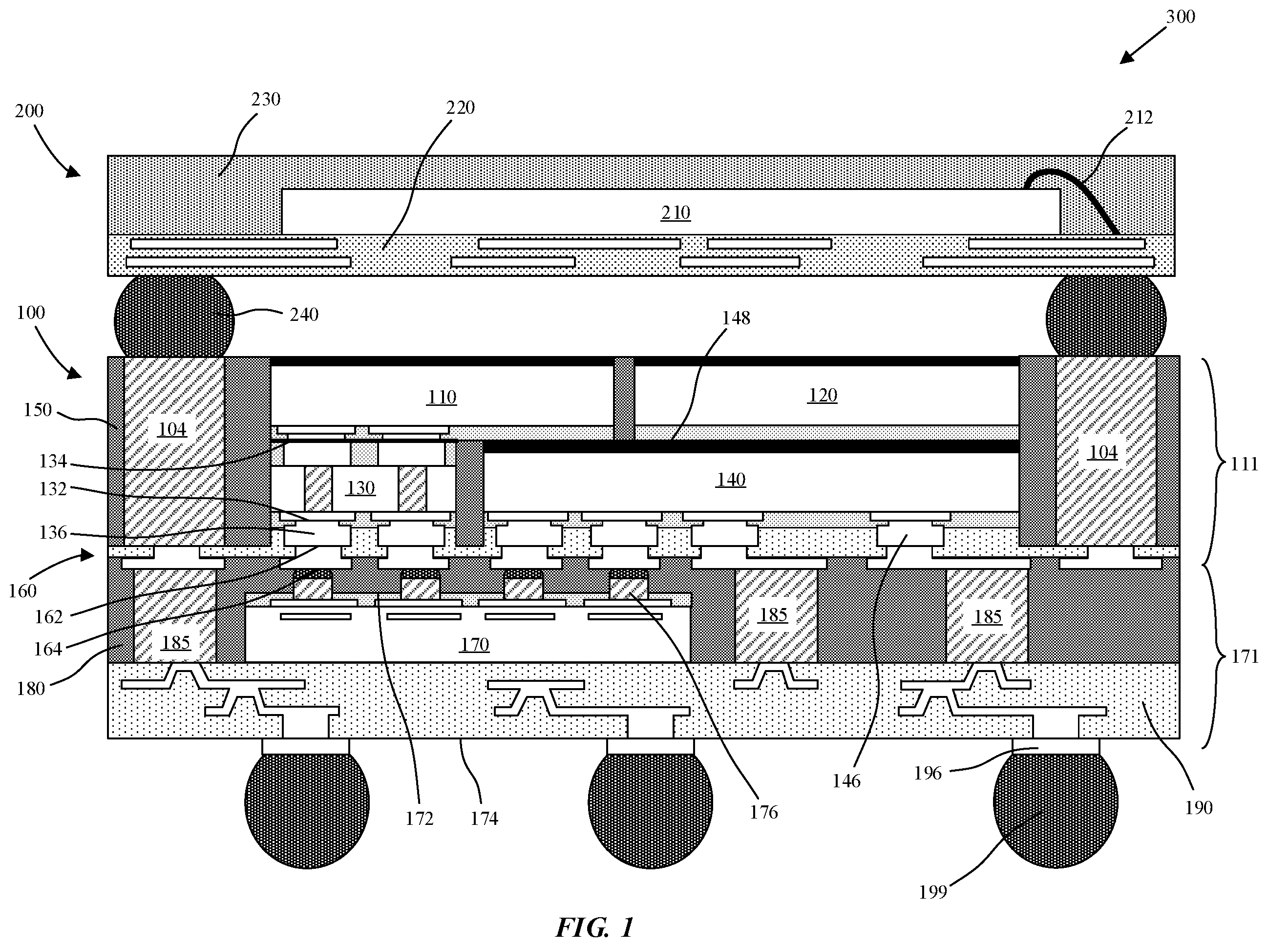 Patent US12368137 Figure 1 – High bandwidth die to die interconnect with package area reduction