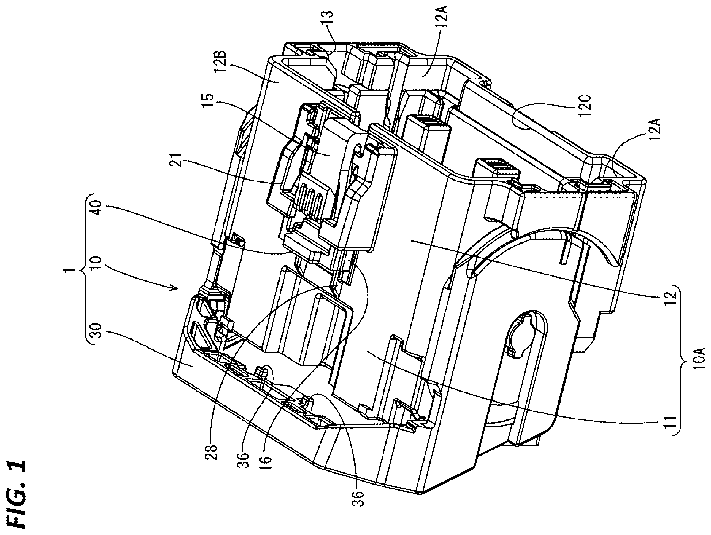 Patent US12368269 — Connector having CPA member for partly covering a code — Figure 1