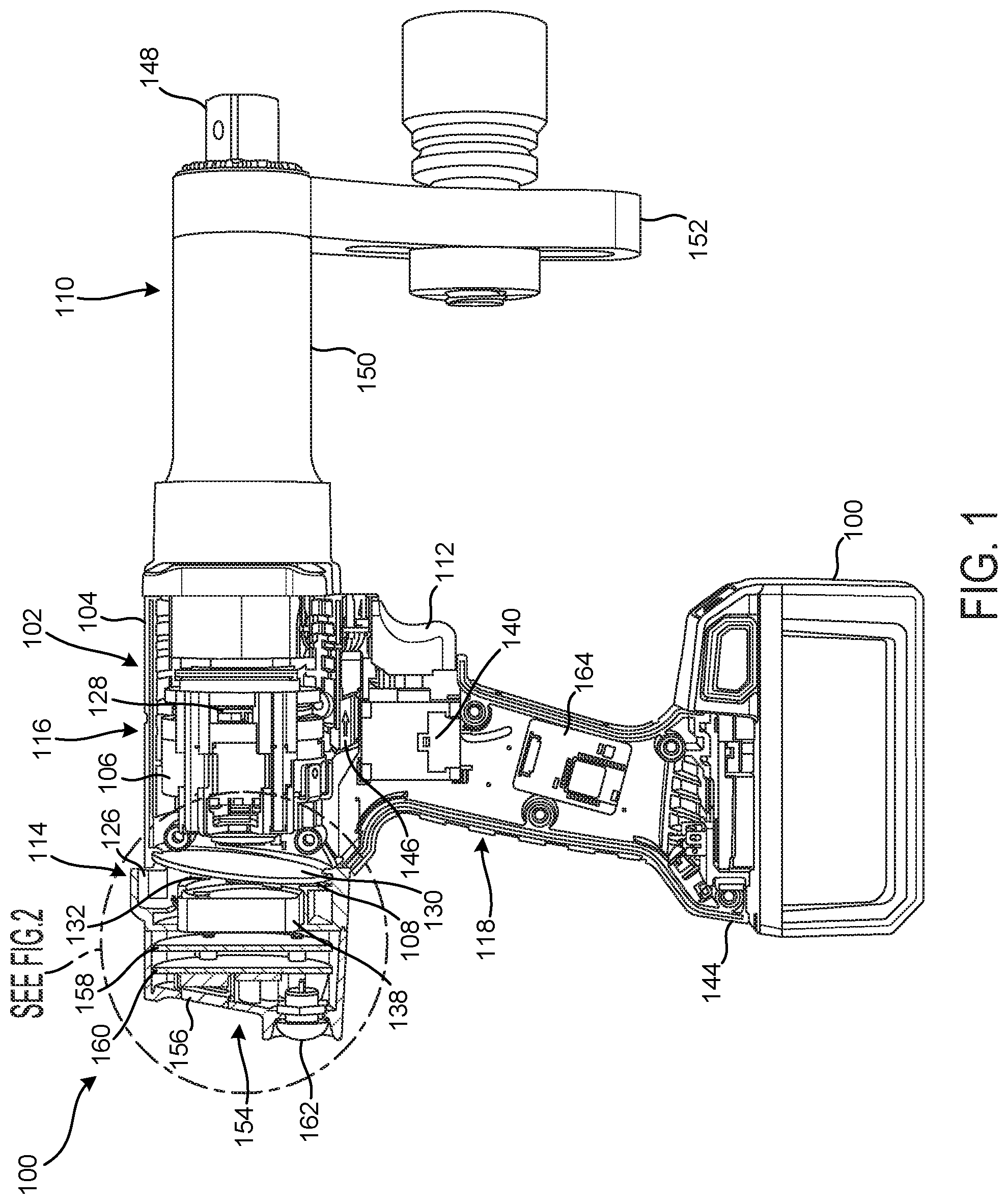Patent US12368347 — Cooling electronics of power tools — Figure 1