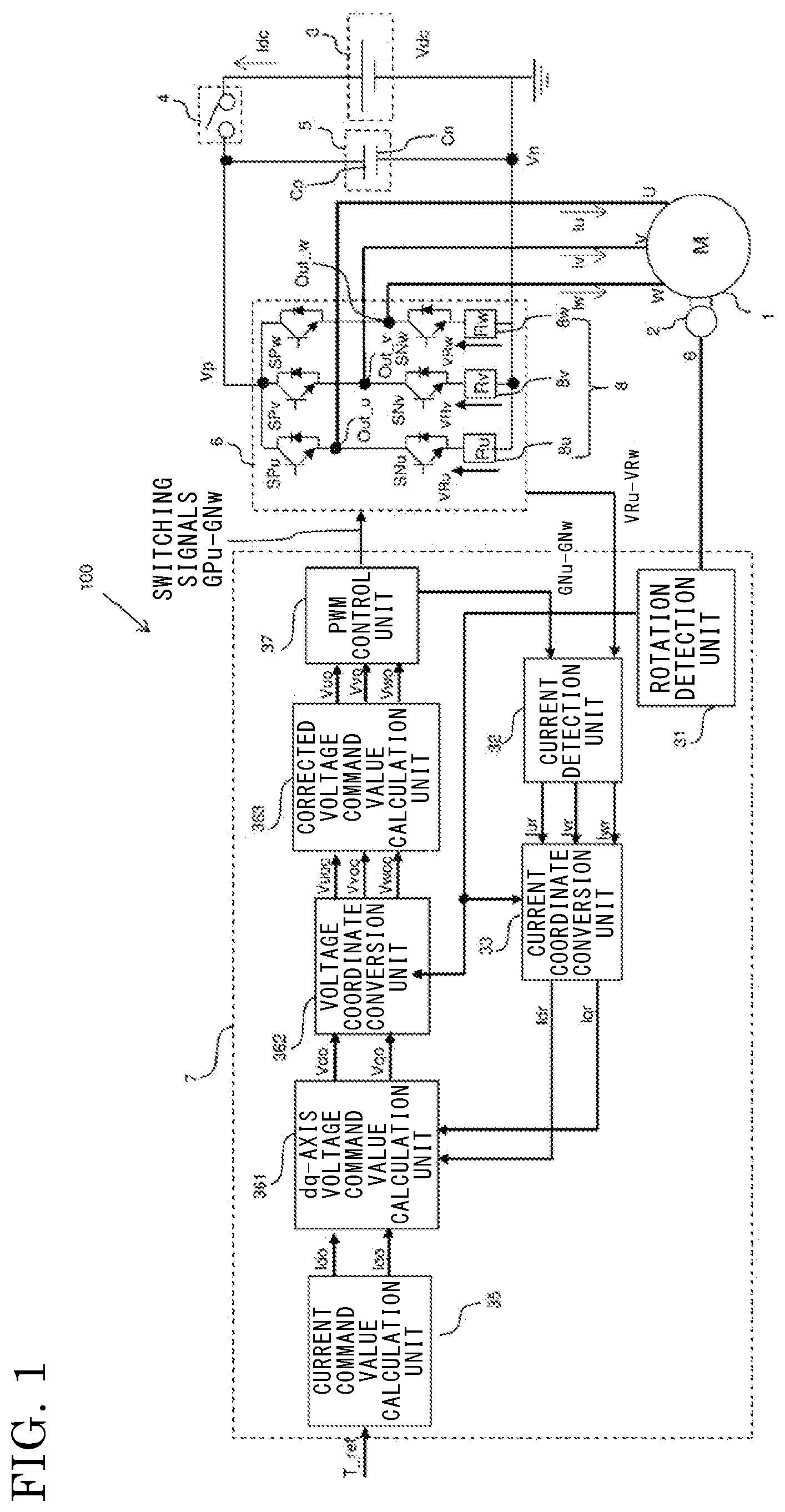 Patent US12368365 — Power conversion device and electric power steering device — Figure 1