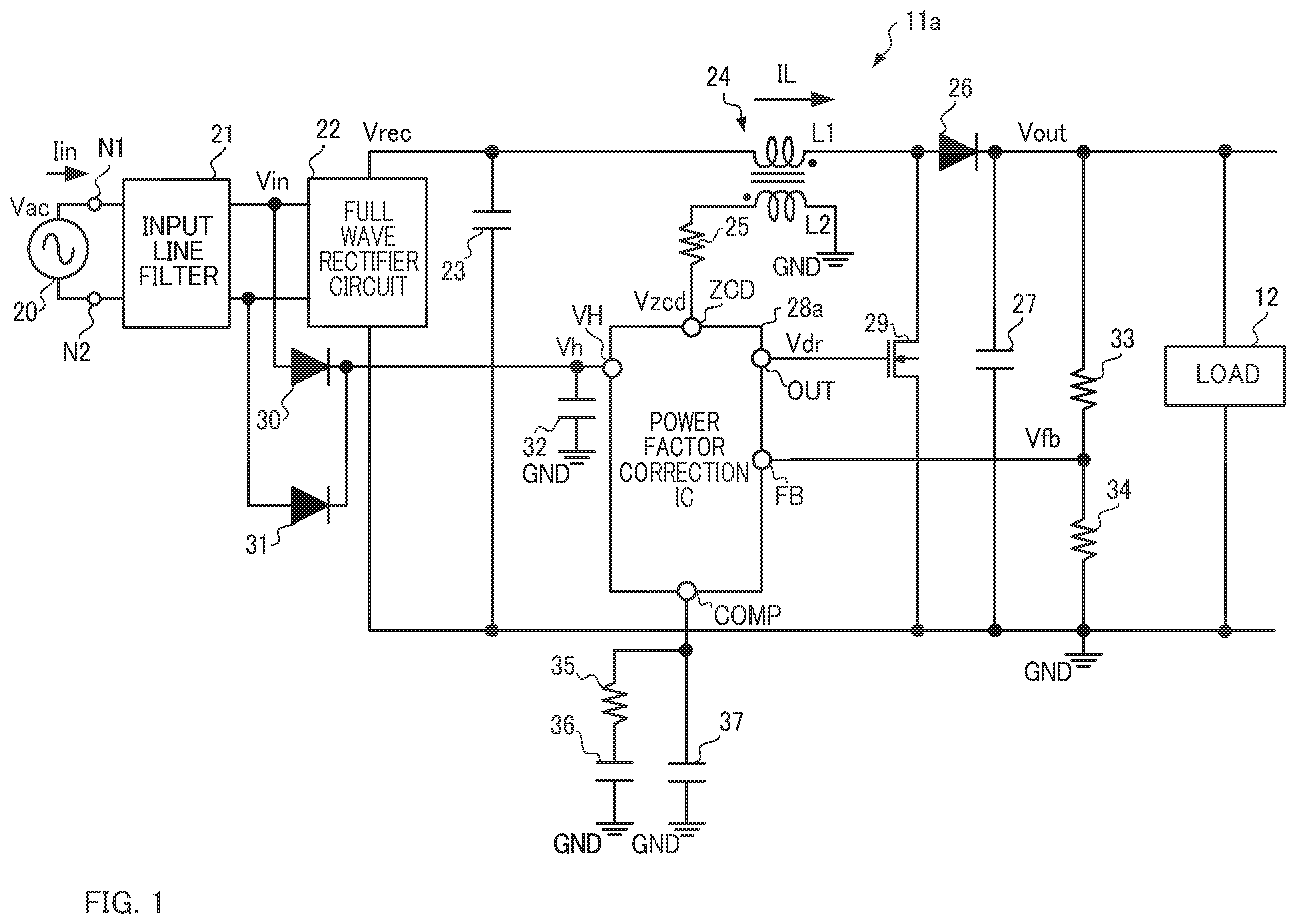 Patent US12368389 — Integrated circuit and power supply circuit — Figure 1