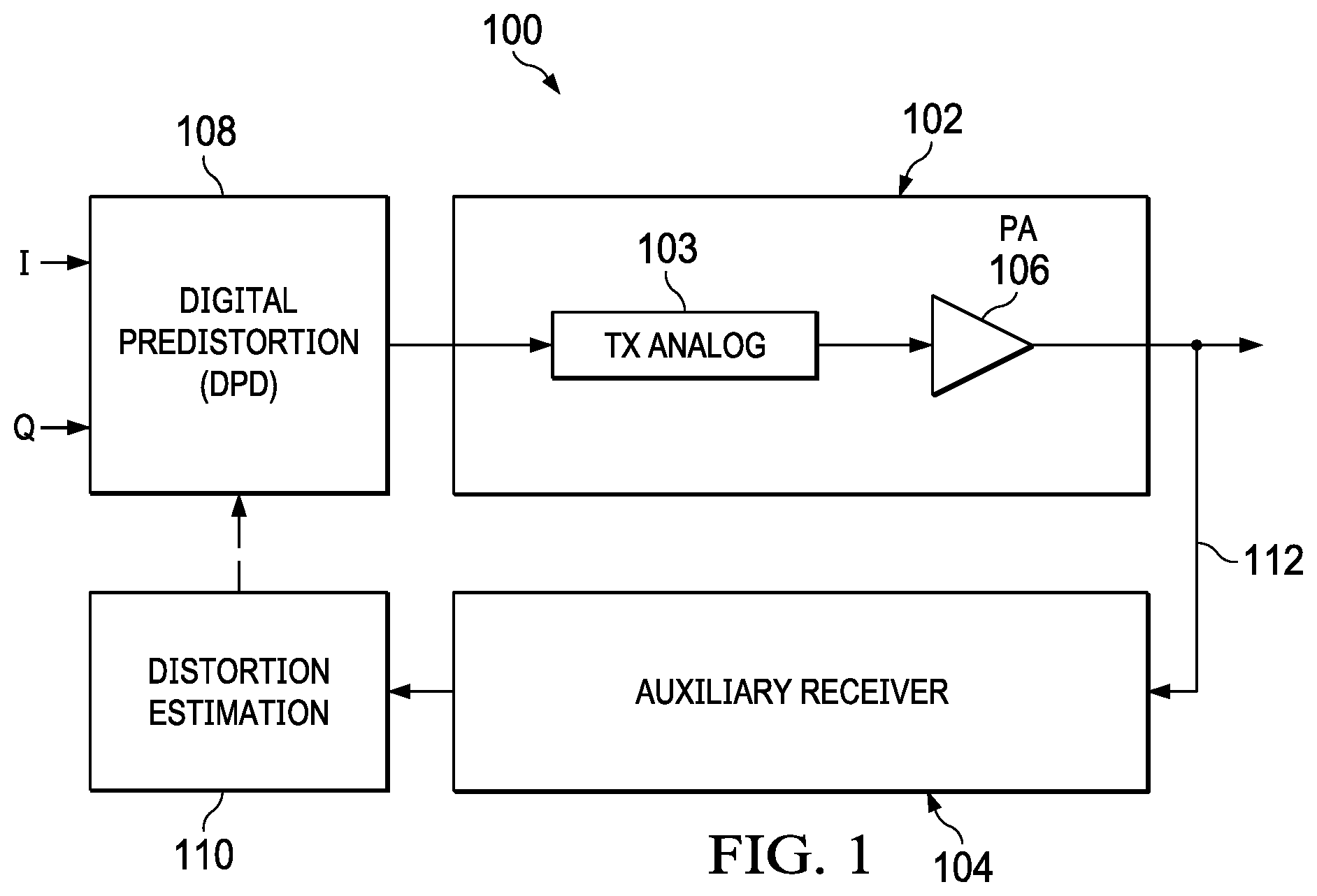 Patent US12368414 — Digital predistortion calibration — Figure 1