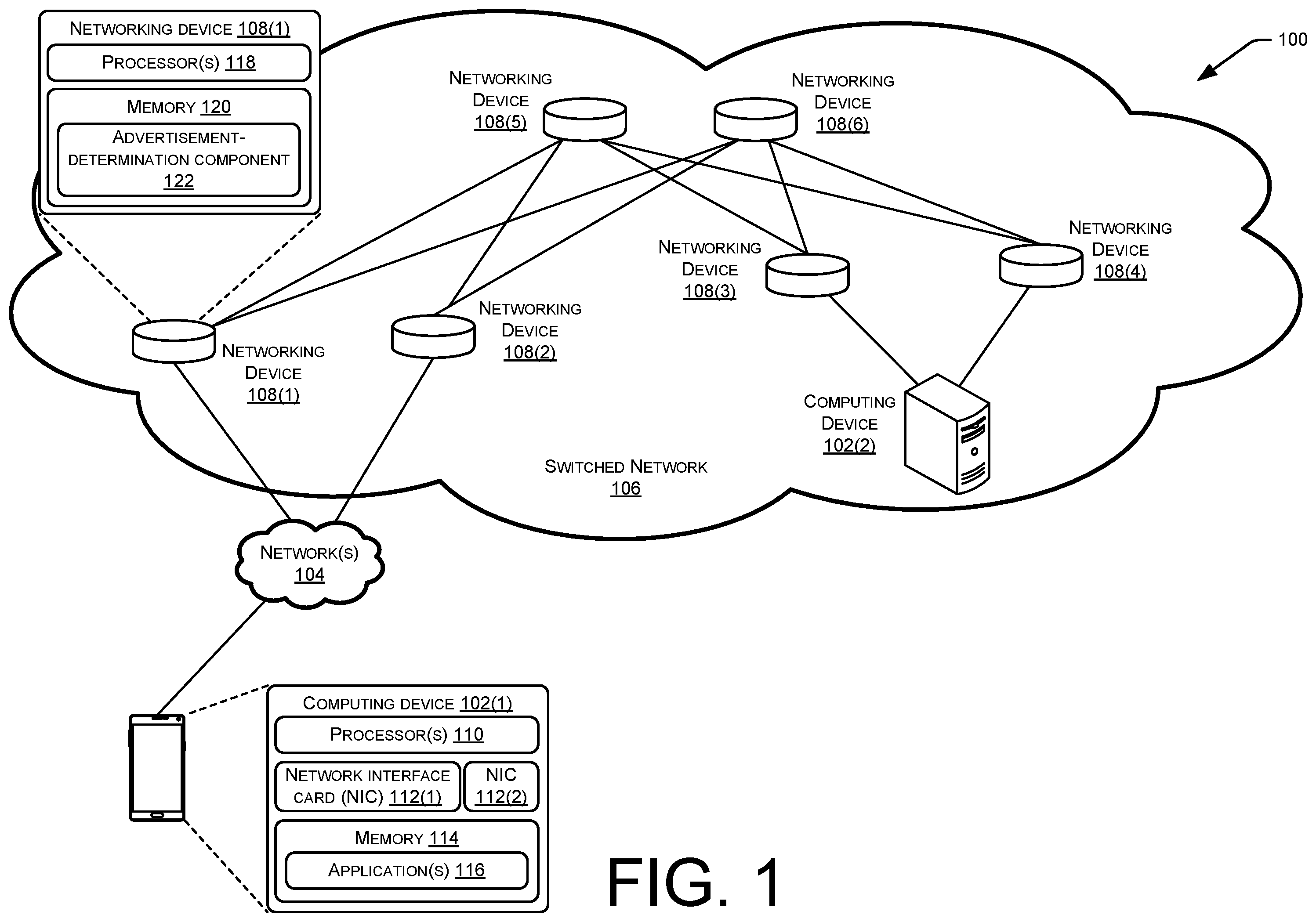 Patent US12368665 — Differentiated multihomed route advertisement for multipath TCP — Figure 1