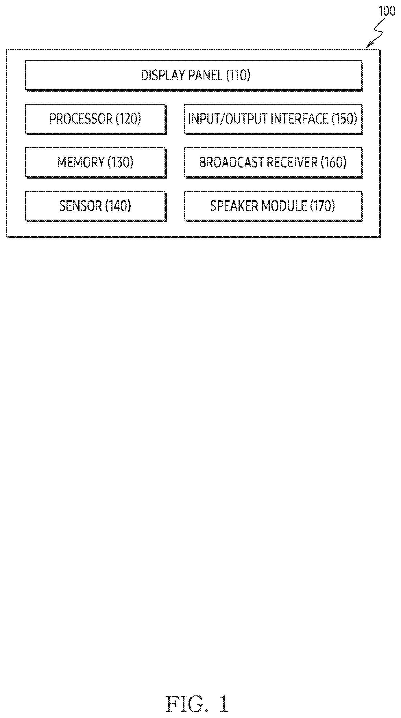Patent US12368992 — Display device for front emission of audio — Figure 1