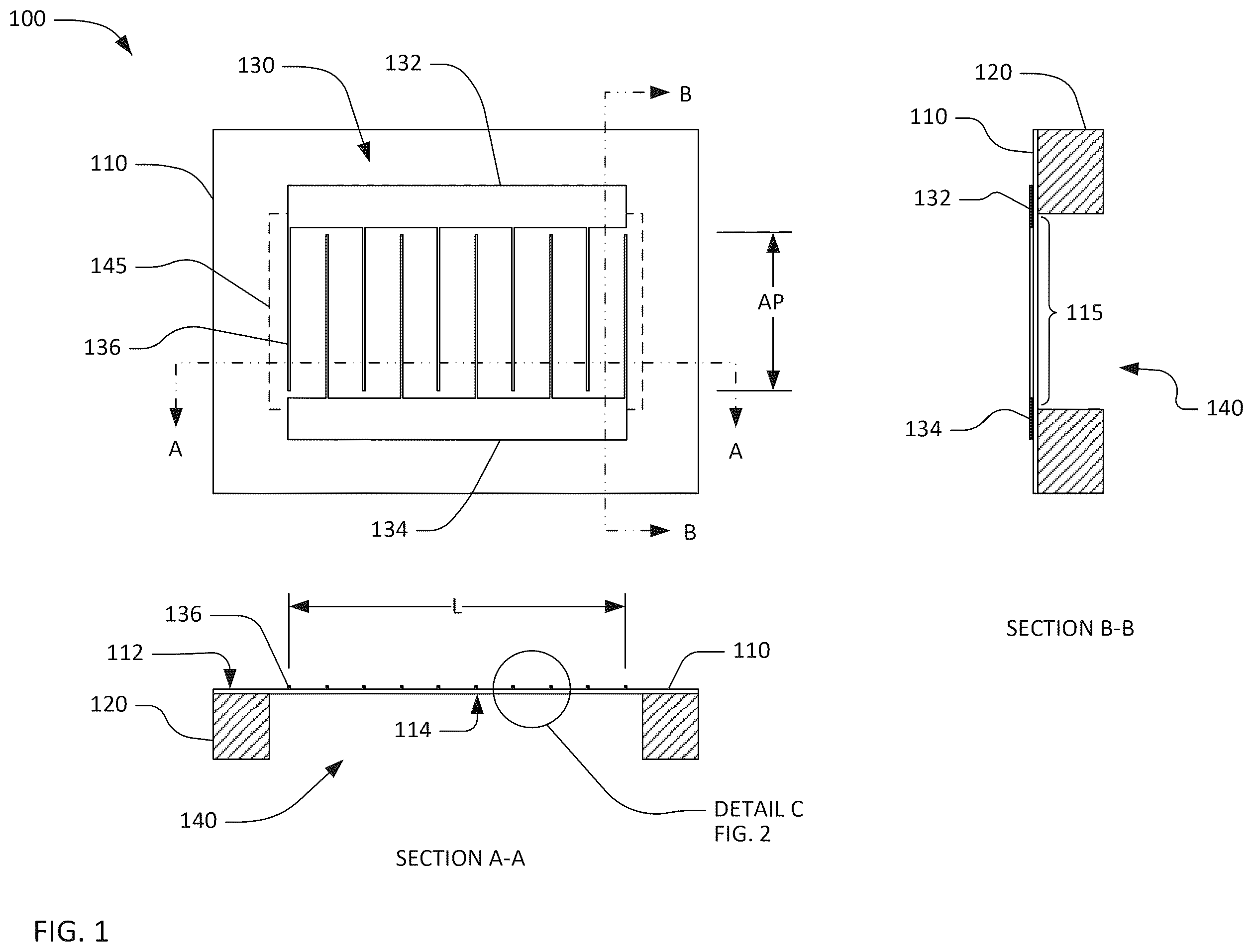 Patent US12375056 — Transversely-excited film bulk acoustic resonators — Figure 1