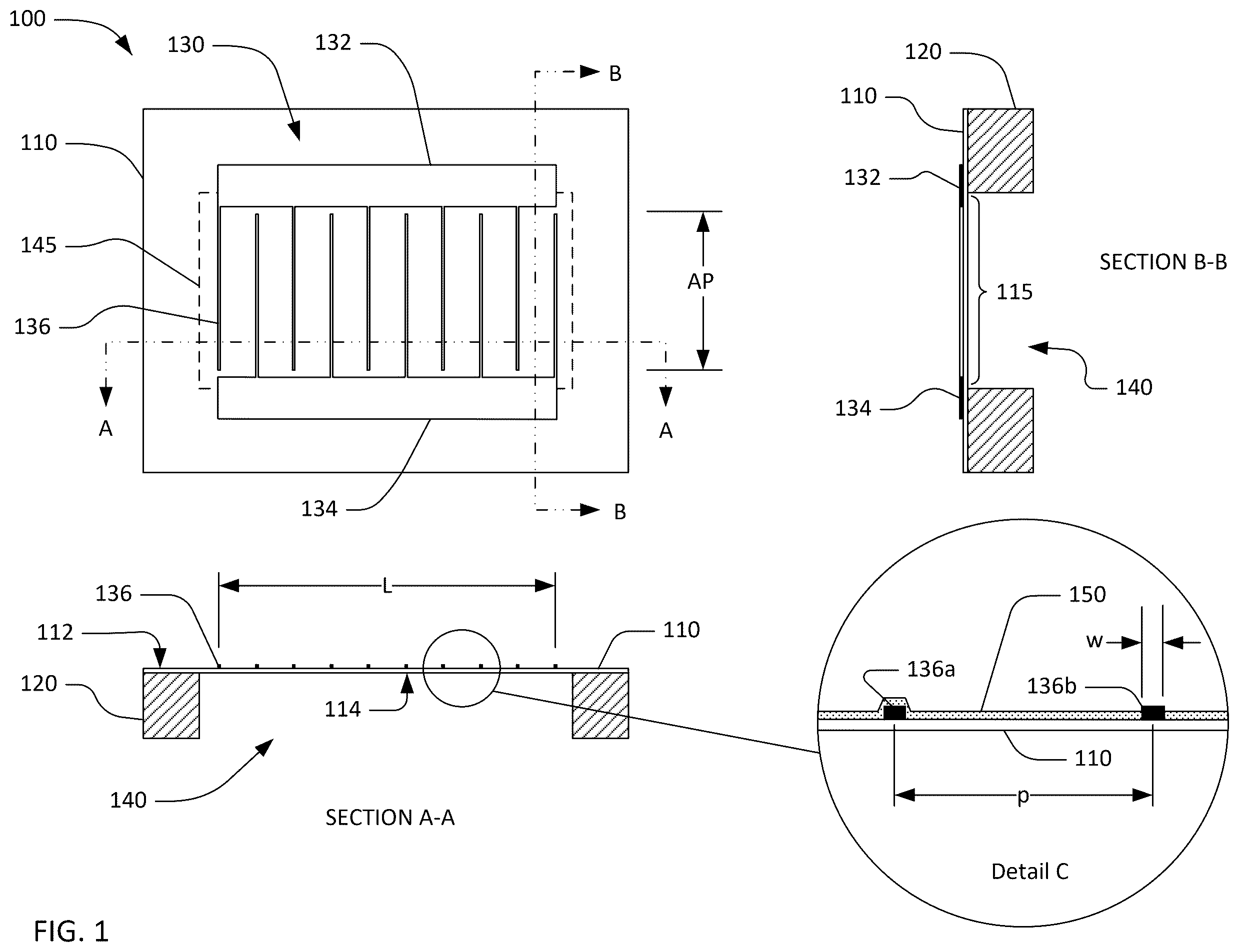 Patent US12375061 — Transversely-excited film bulk acoustic resonator matrix filters — Figure 1