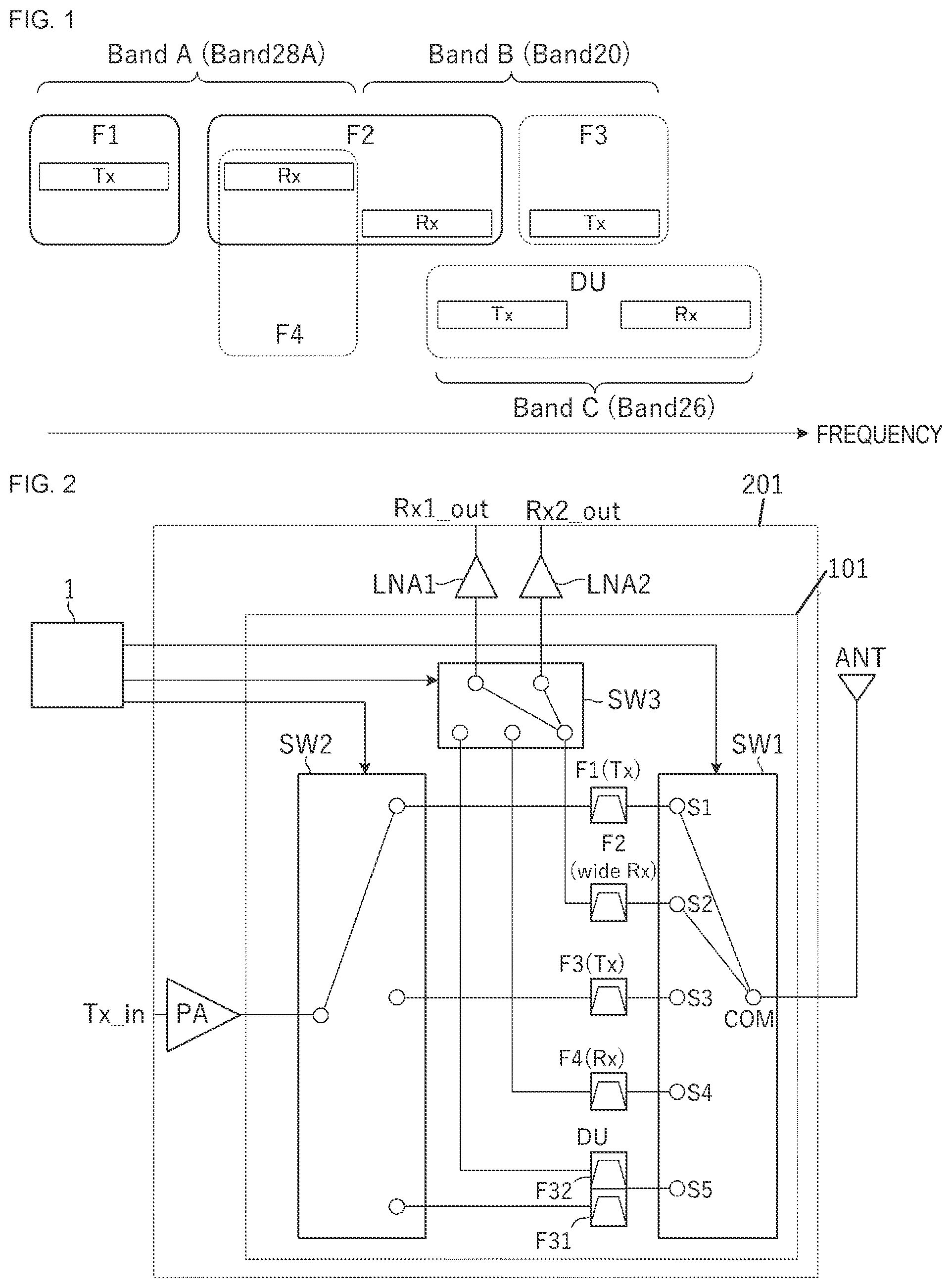 Patent US12375116 Figure 1 – Frontend circuit, frontend module, communication apparatus, and multiplexer