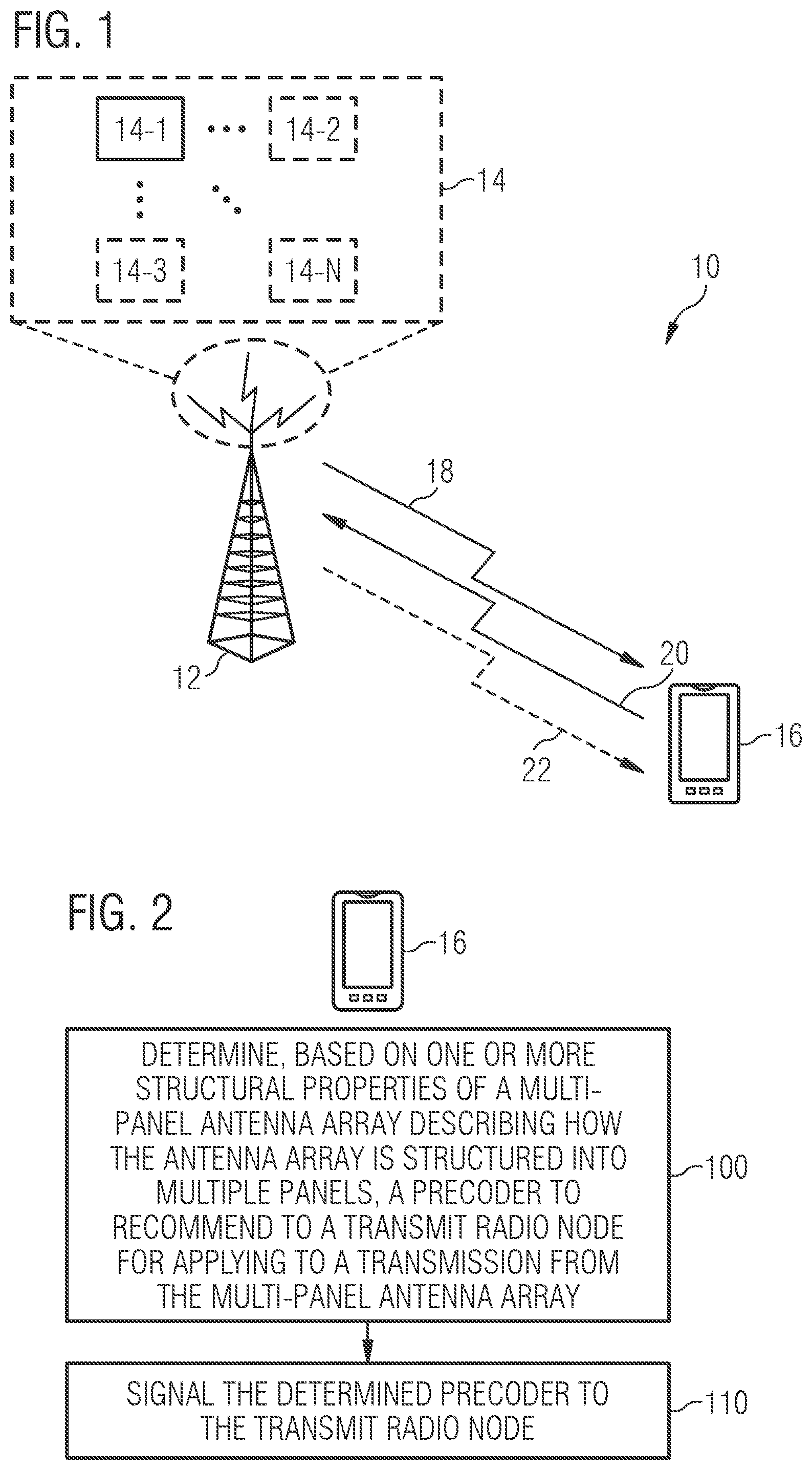 Patent US12375136 — Precoding a transmission from a multi-panel antenna array — Figure 1
