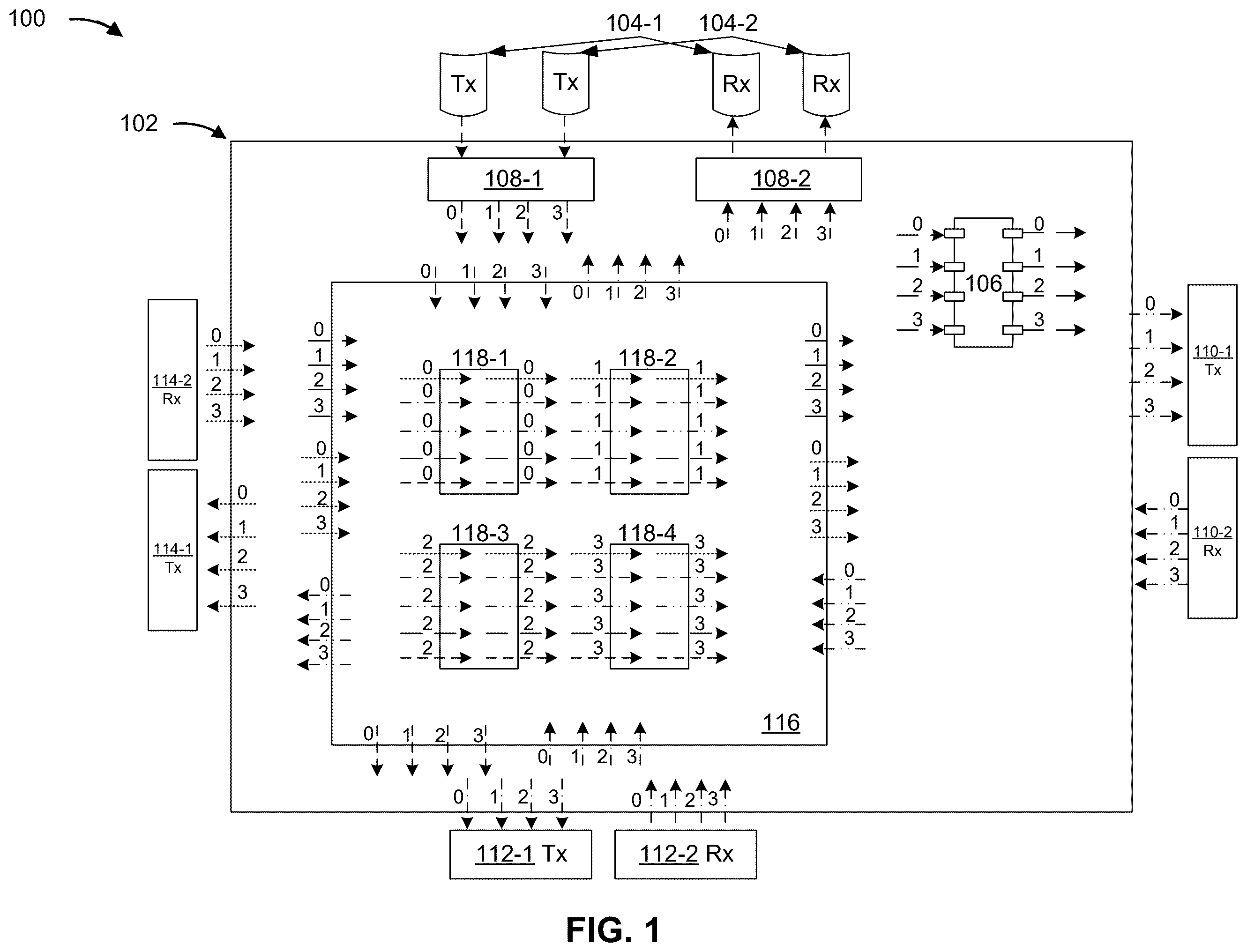 Patent US12375399 — Scalable multi-plane fabric-less connectivity for packet forwarding engine — Figure 1