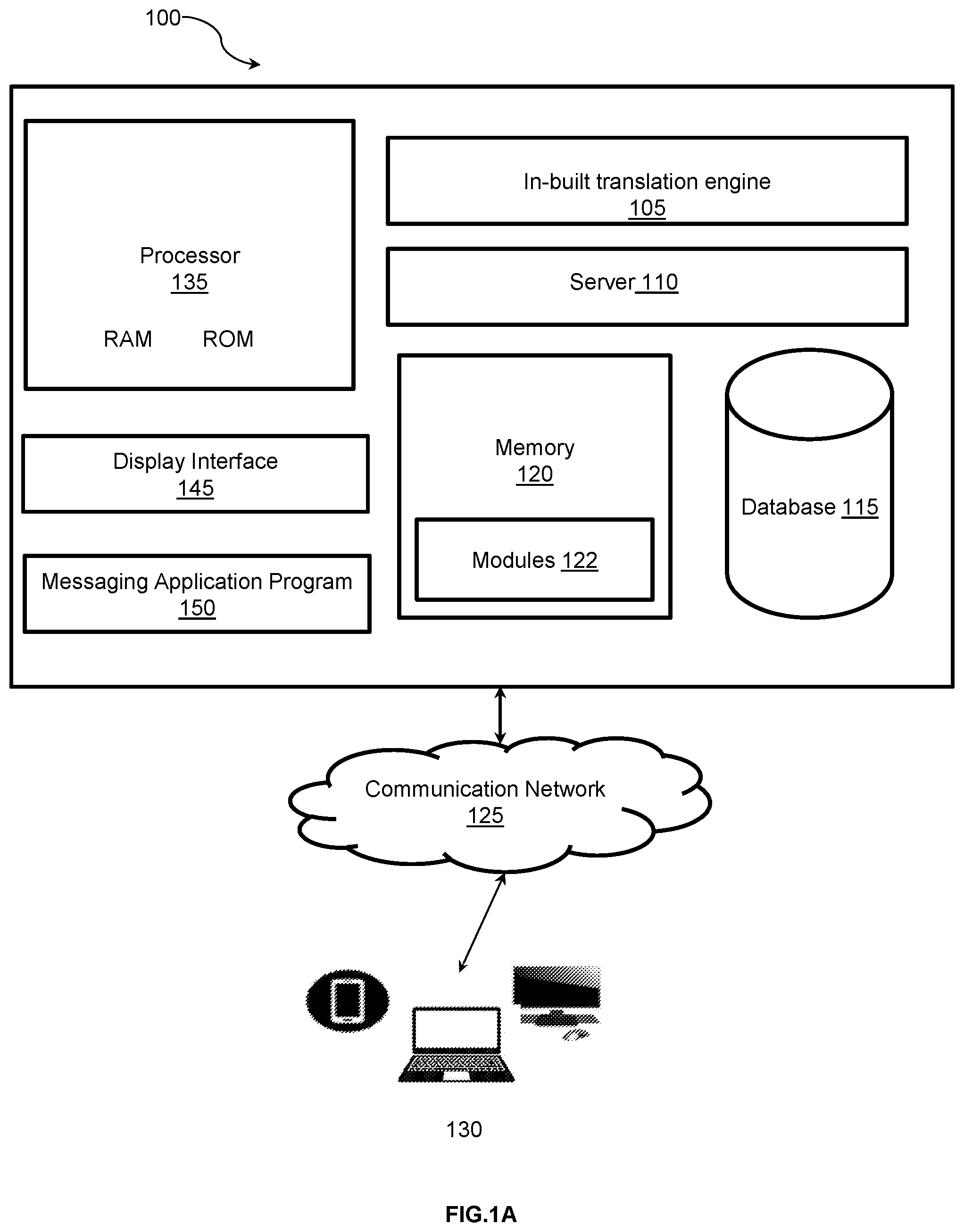Patent US12375457 — Integrated instant messaging system with built in translation and method thereof — Figure 1