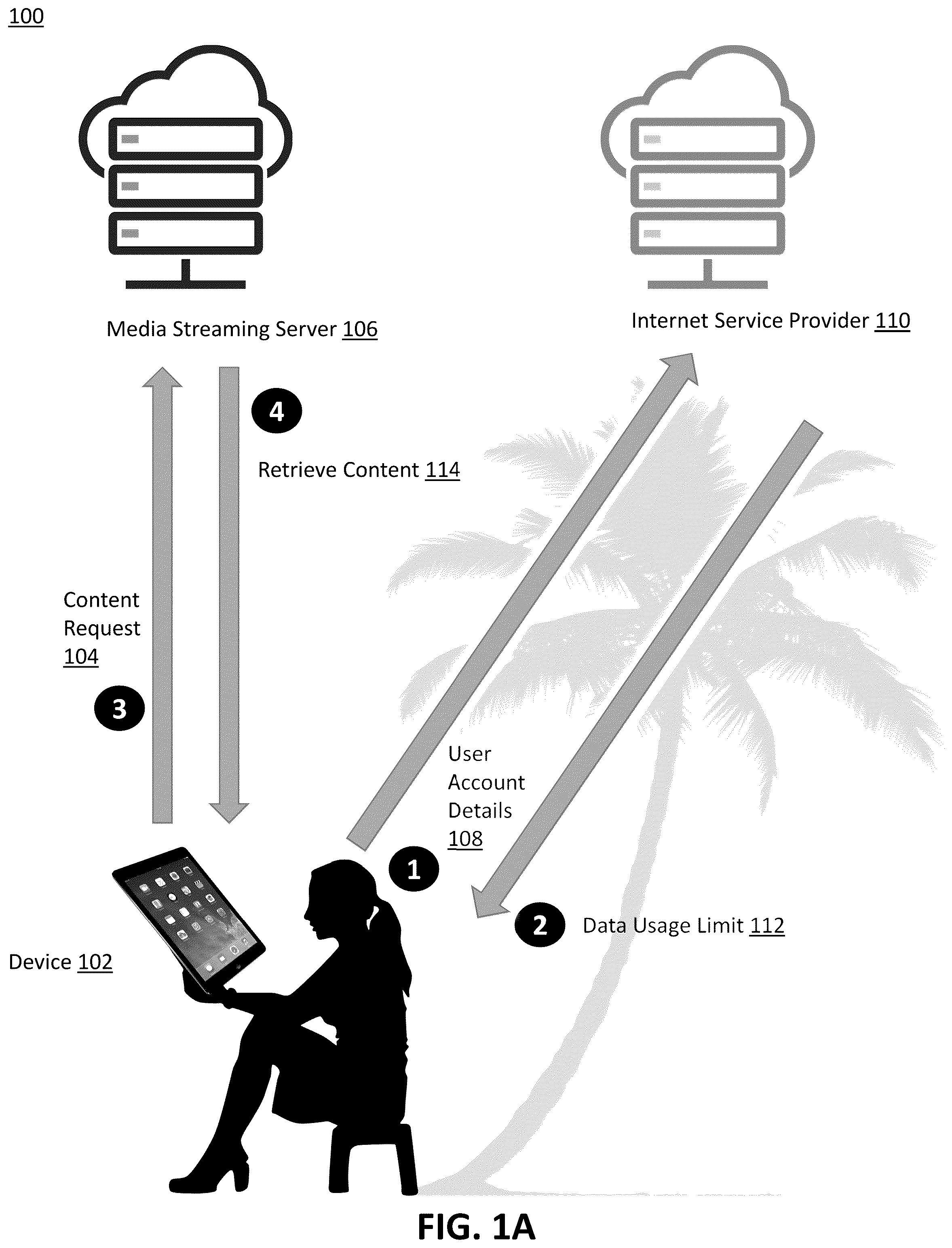 Patent US12375548 — Systems and methods for media quality selection of media assets based on internet service provider data usage limits — Figure 1
