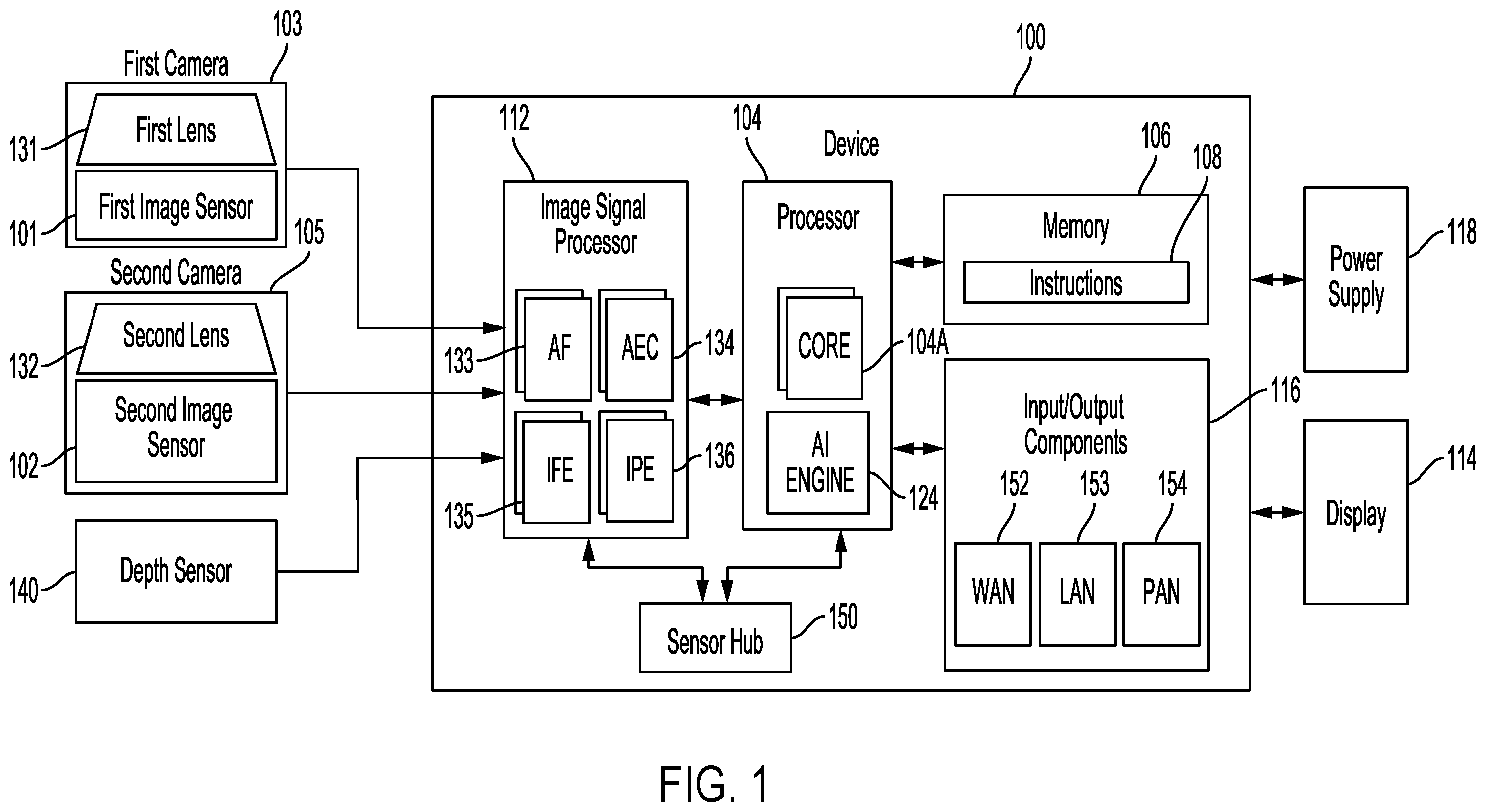 Patent US12375806 Figure 1 – Dynamic image capture device configuration for improved image stabilization