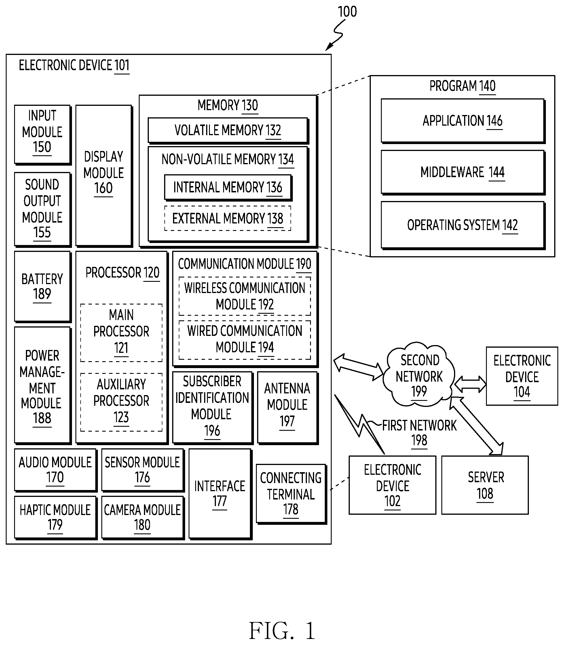 Patent US12375845 — Audio output device including extended resonance space and electronic device including the same — Figure 1
